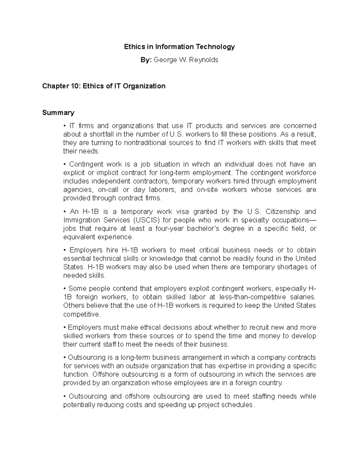 Ethics Of IT Organization Summary And Key Terms Ethics In Information