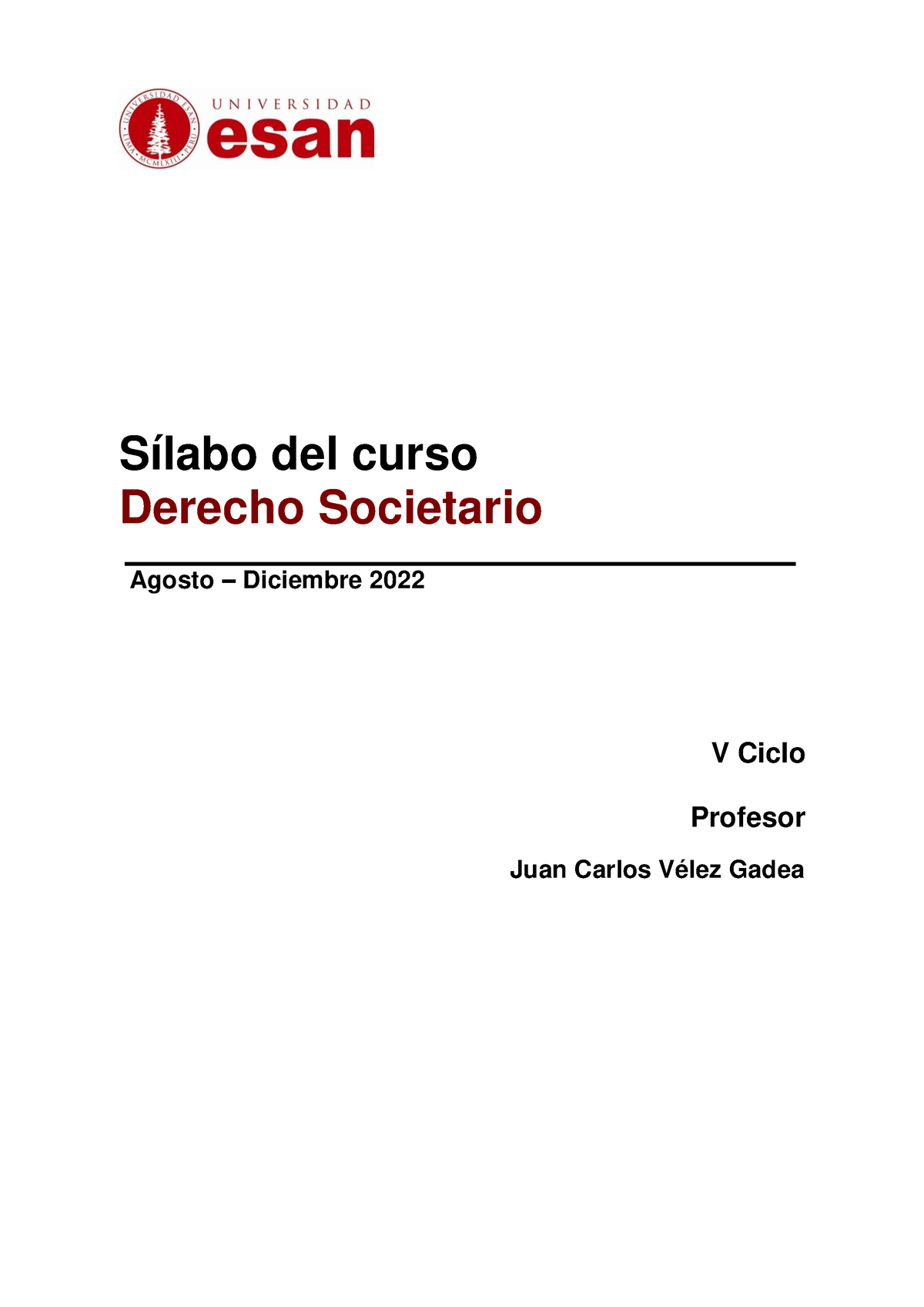 Sílabo 2022-2 Derecho Societario - Sílabo Del Curso Derecho Societario ...