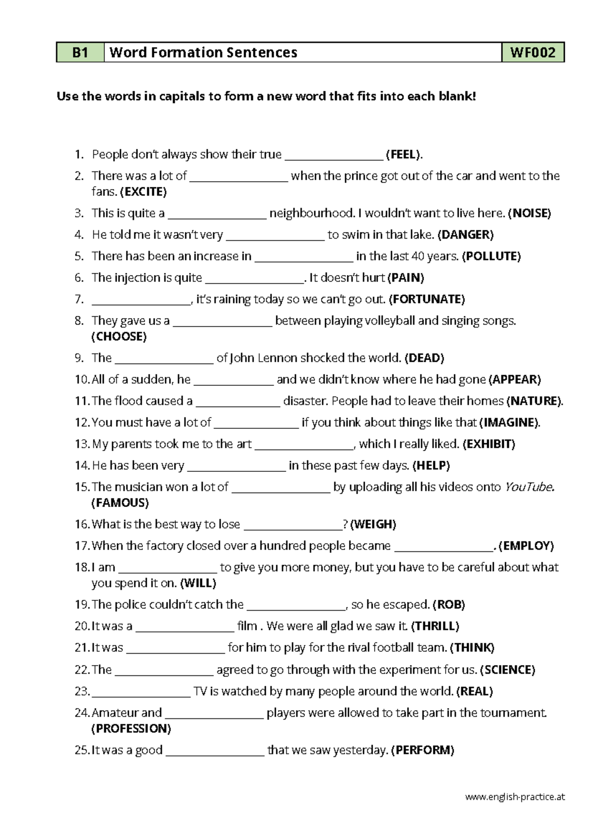 Wf002-word-formation-sentences - english-practice B1 Word Formation ...