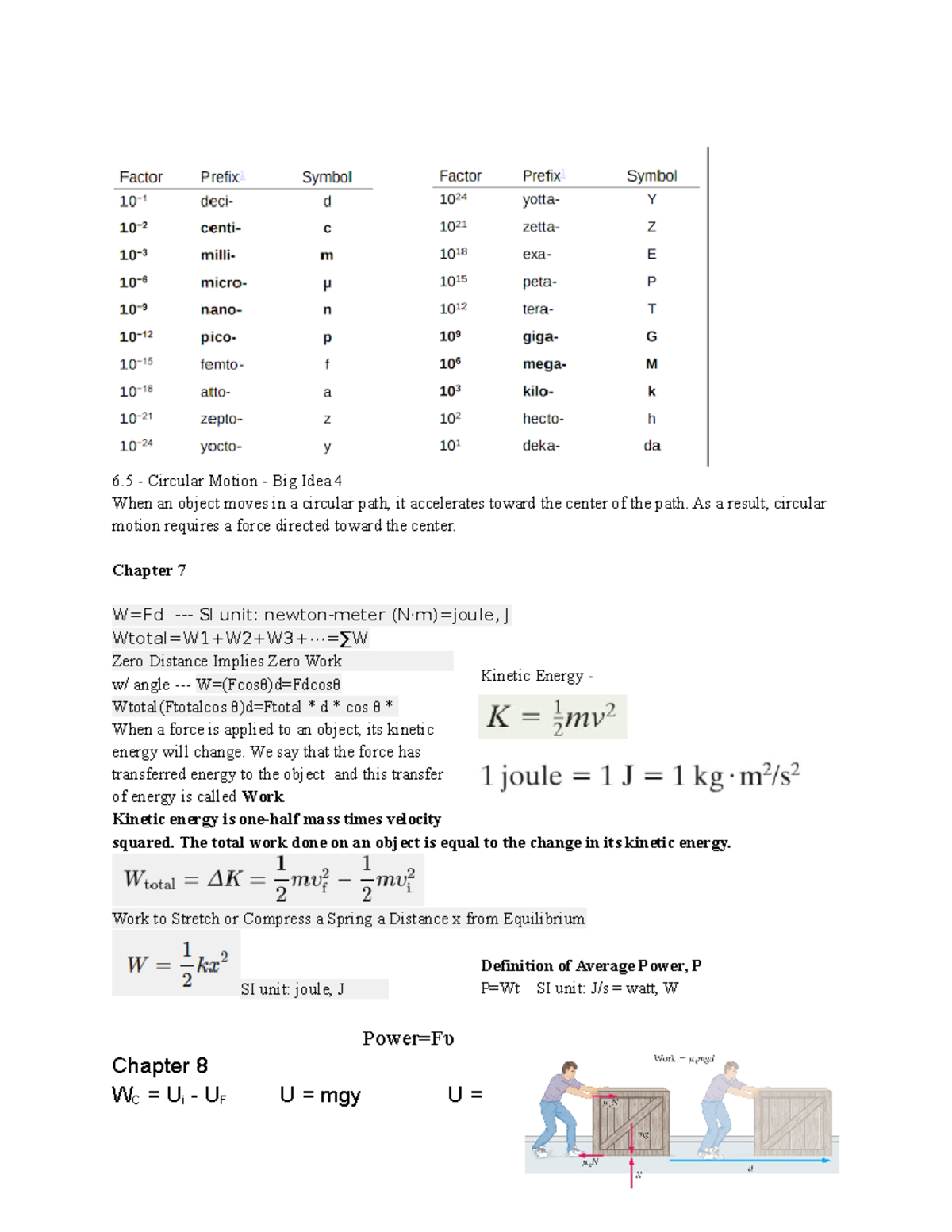 PHY101 Exam 2 Formula Sheet - 6 - Circular Motion - Big Idea 4 When an ...