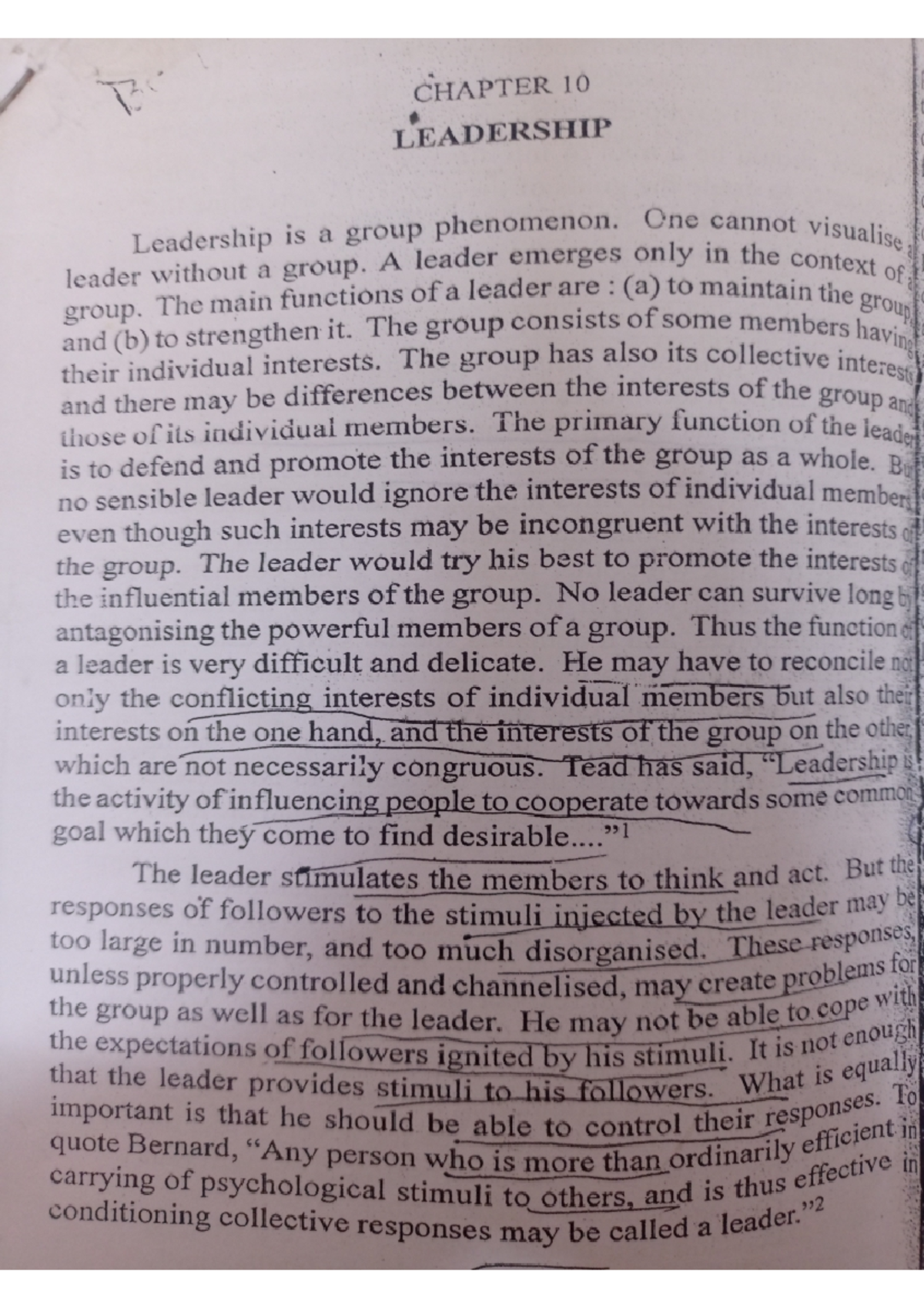 Leadership pdf - Leader - The CHAPTER 10 LEADERSHIP Leadership is a ...