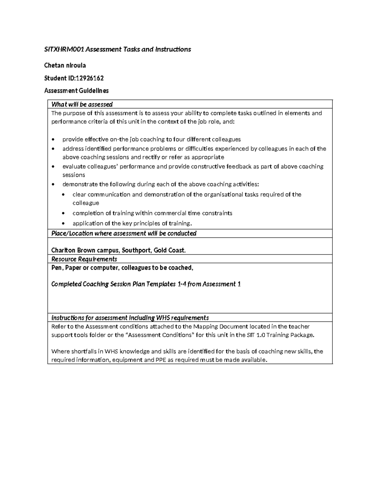 Sitxhrm 001 Assessment - SITXHRM001 Assessment Tasks And Instructions ...