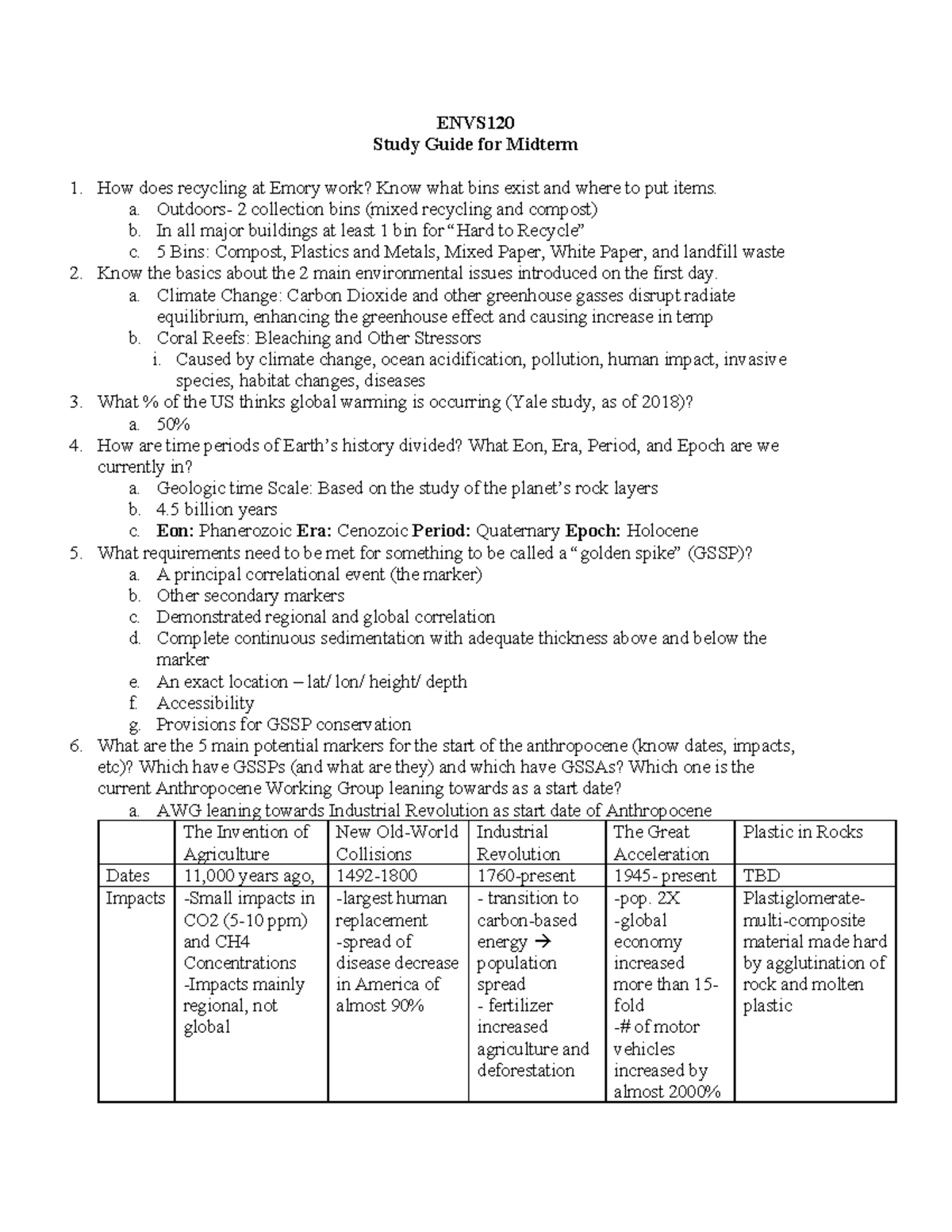 ENVS120 Midterm Study Guide - ENVS Study Guide For Midterm How Does ...