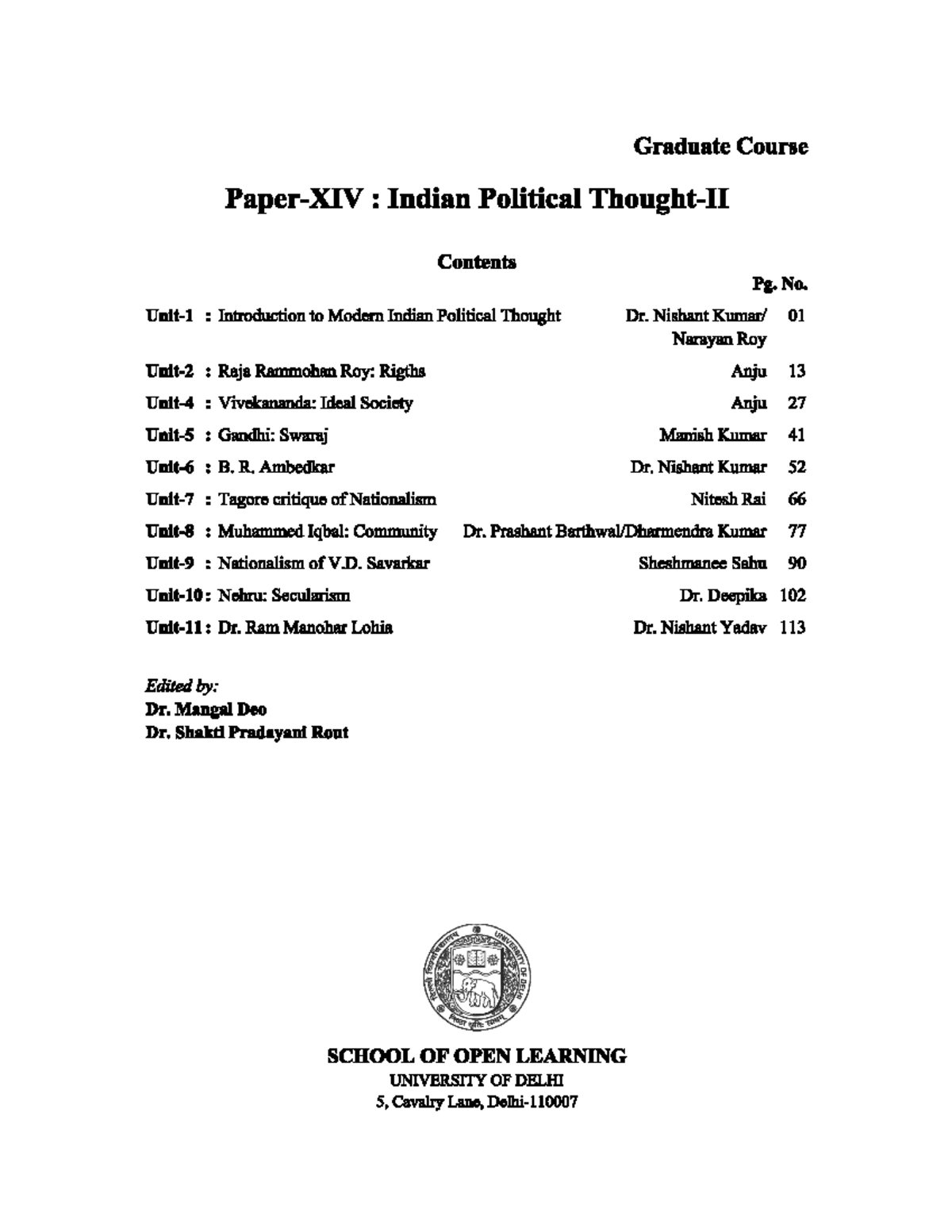 Chapter 1 8 11 Of Indian Political Thoughts Ba Honours Political Chapter 1 8 11 Of Indian Political Thoughts Ba Honours Political