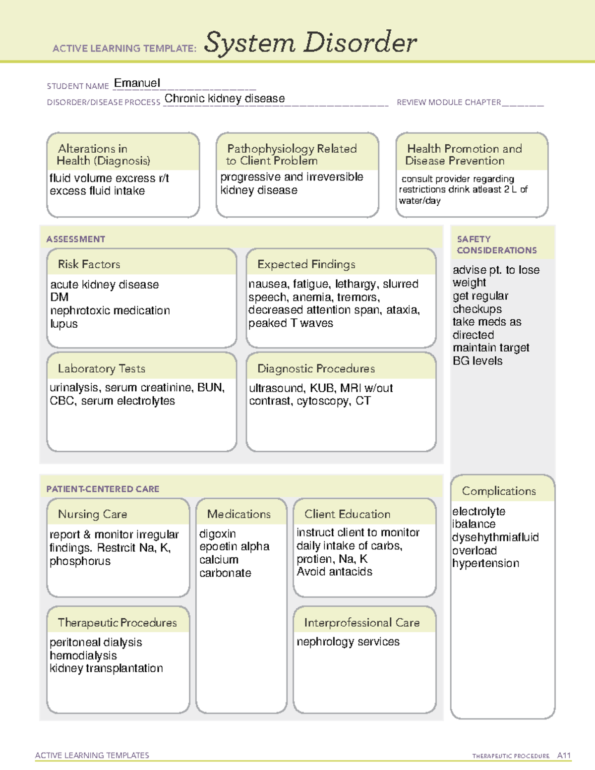 Chronic Kidney Disease - ACTIVE LEARNING TEMPLATES THERAPEUTIC ...