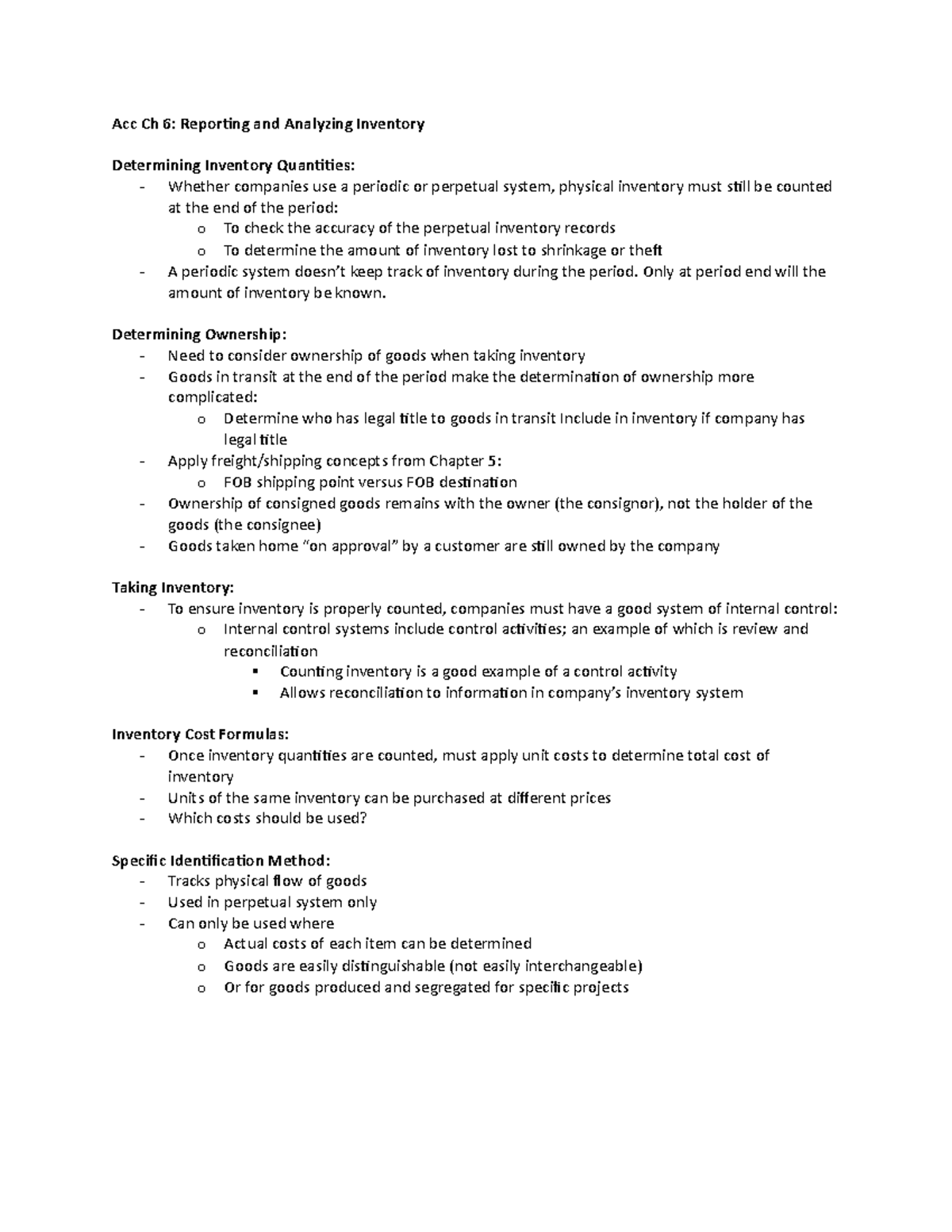 Acc Ch 6 - Reporting and Analyzing Inventory - Acc Ch 6: Reporting and ...