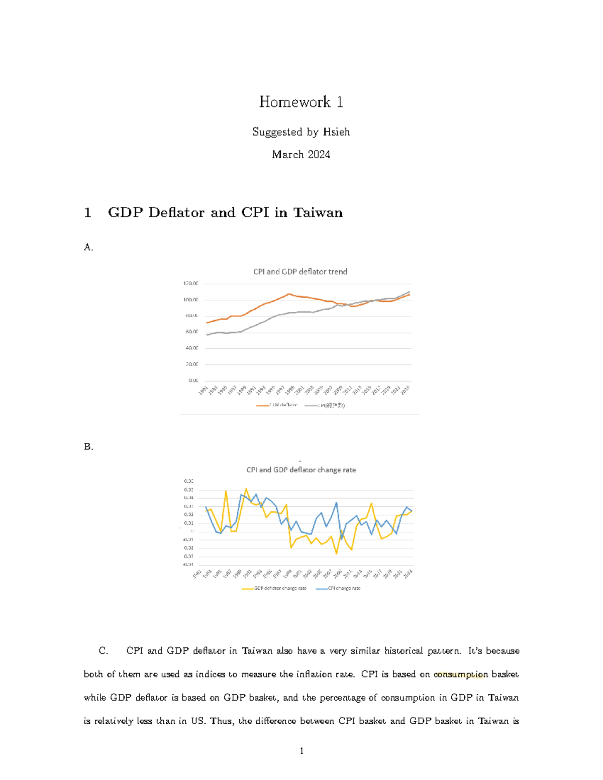 Hw1 suggested sol - Answer - Homework 1 Suggested by Hsieh March 2024 1 ...