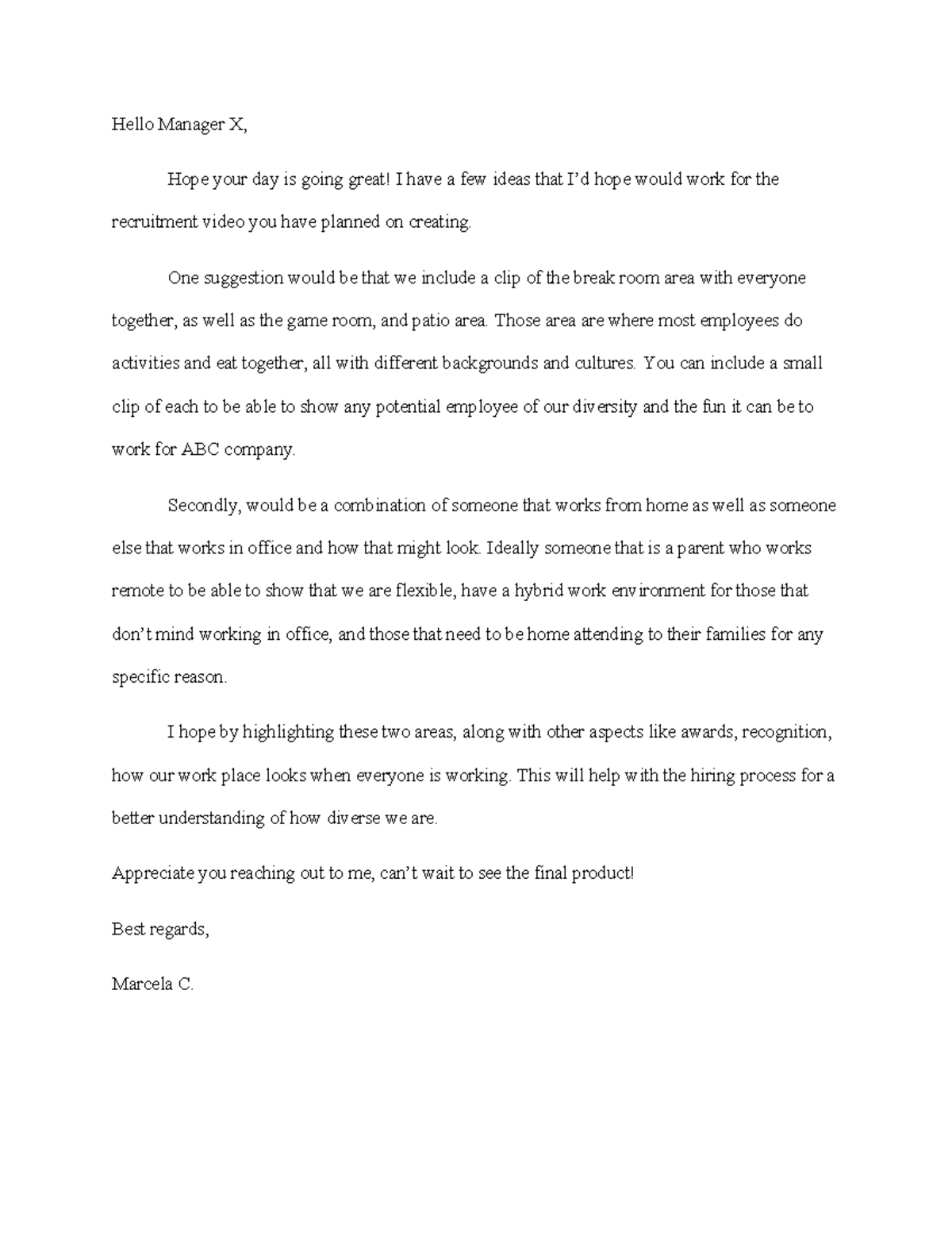 HRM 300 module 2 assignment 1 HR inbox - Hello Manager X, Hope your day ...