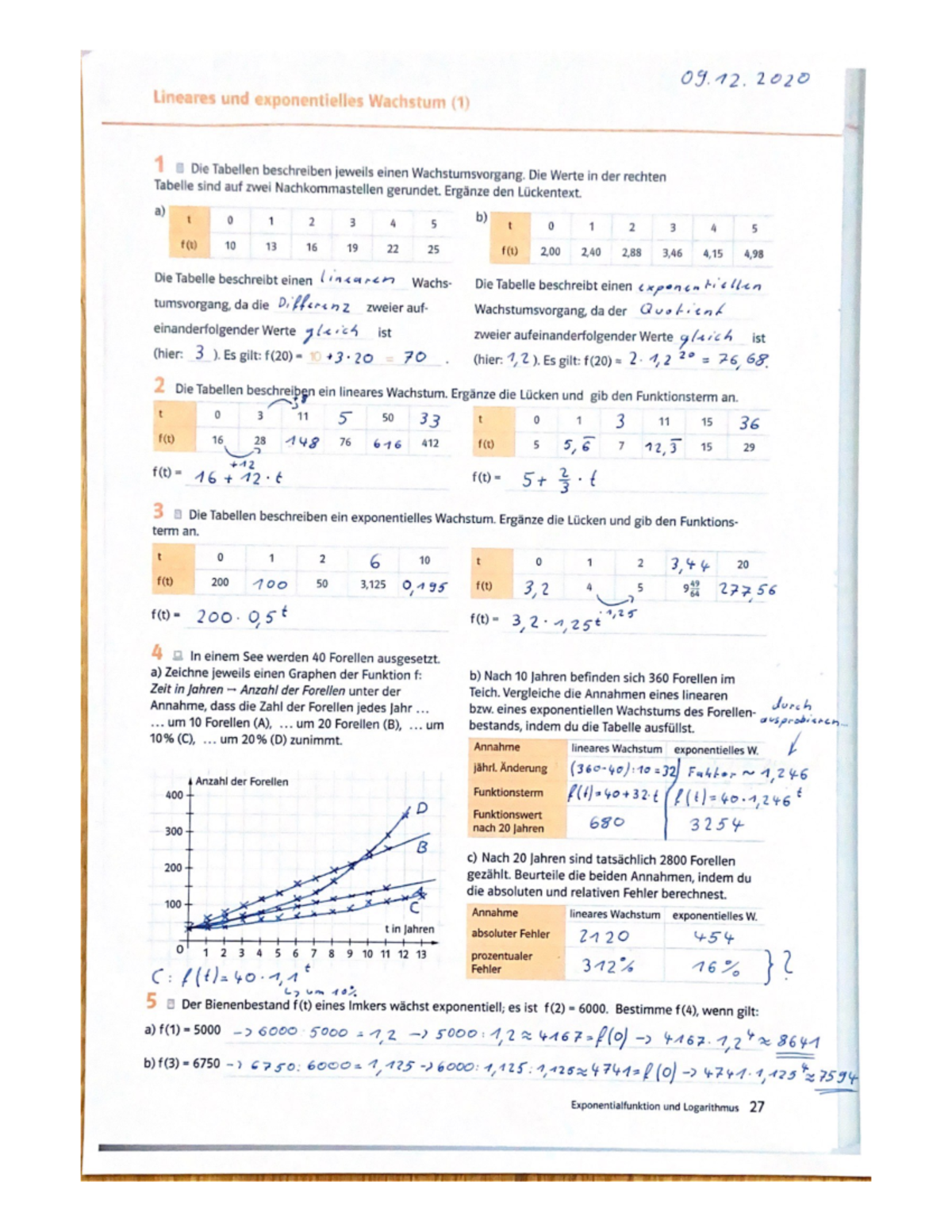 lineares/exponentielles Wachstum Mathematik Studocu