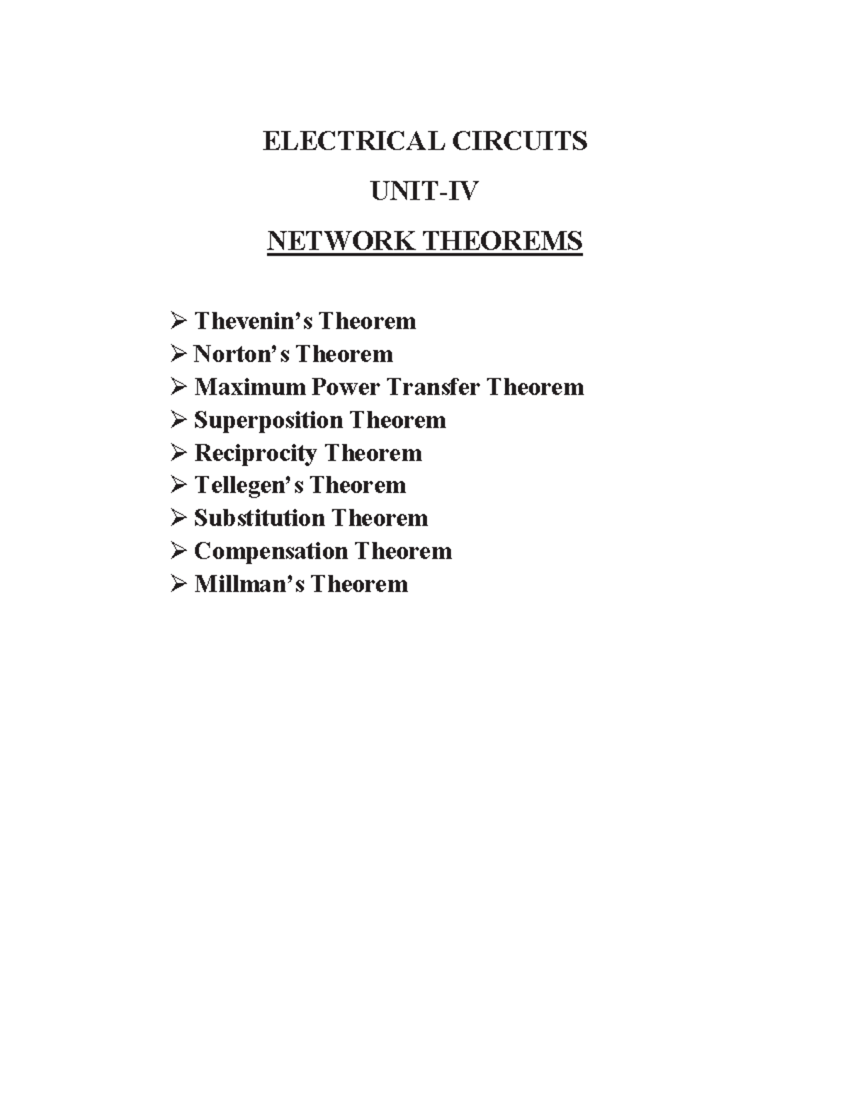 Electrical circuits lecture p7 - ELECTRICAL CIRCUITS UNIT-IV NETWORK ...