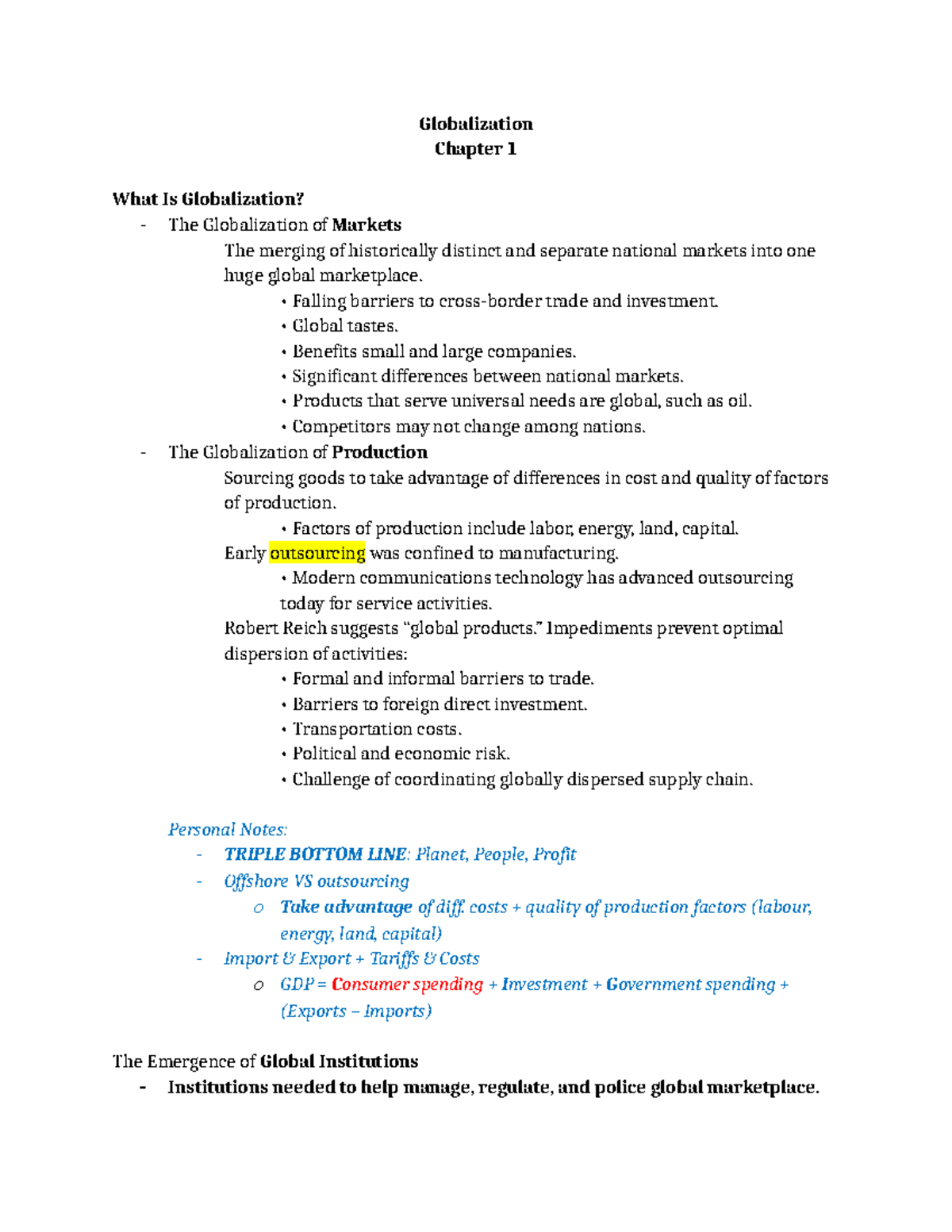 Midterm - notes - Globalization Chapter 1 What Is Globalization? The ...