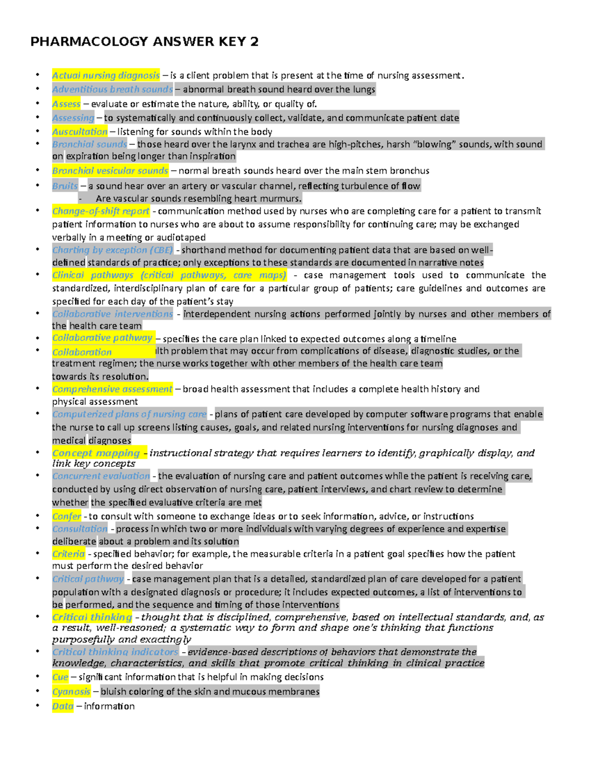 Pharmacology Answer Key 2.1 - Studocu