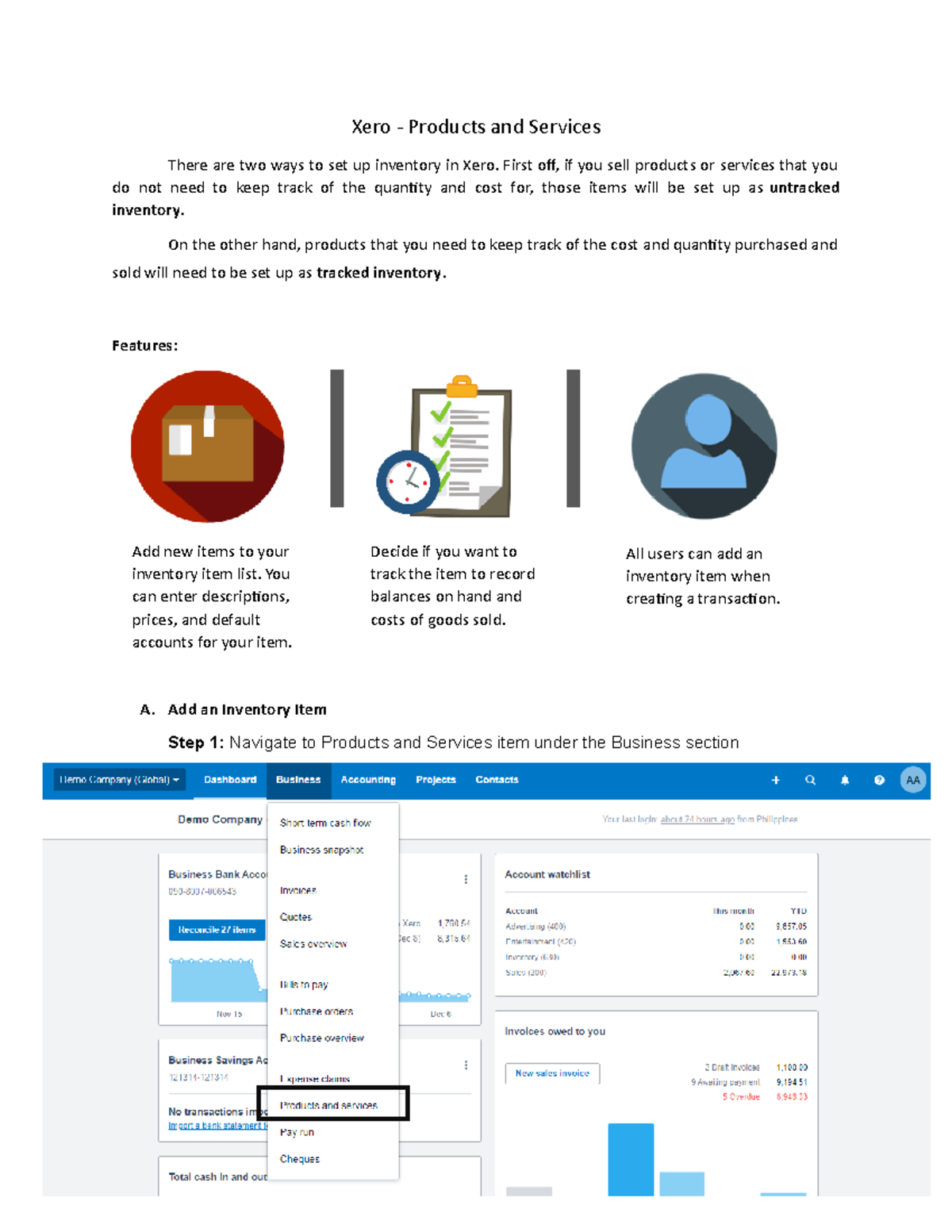 19. Products and Services - Xero - Products and Services There are two ...