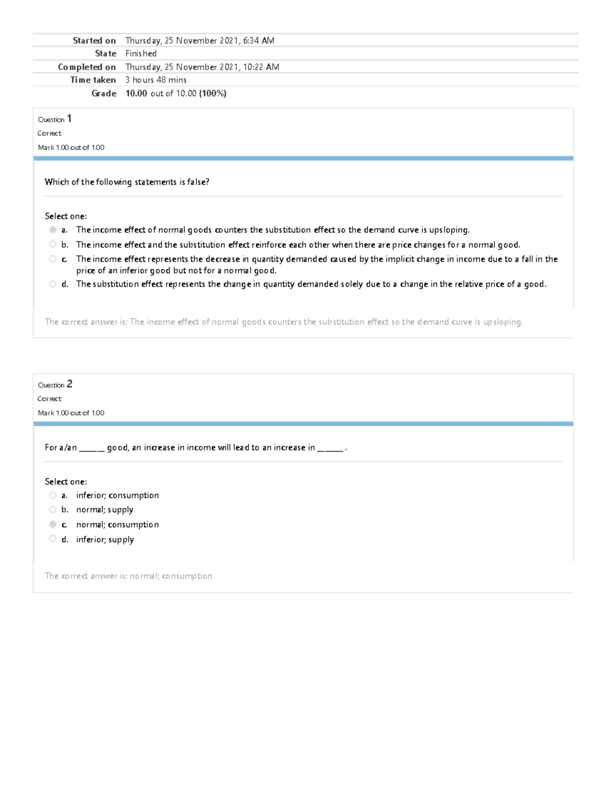 Self-Quiz Unit 3 - Chapter 7 ECON1580 - Started on Thursday, 25 ...
