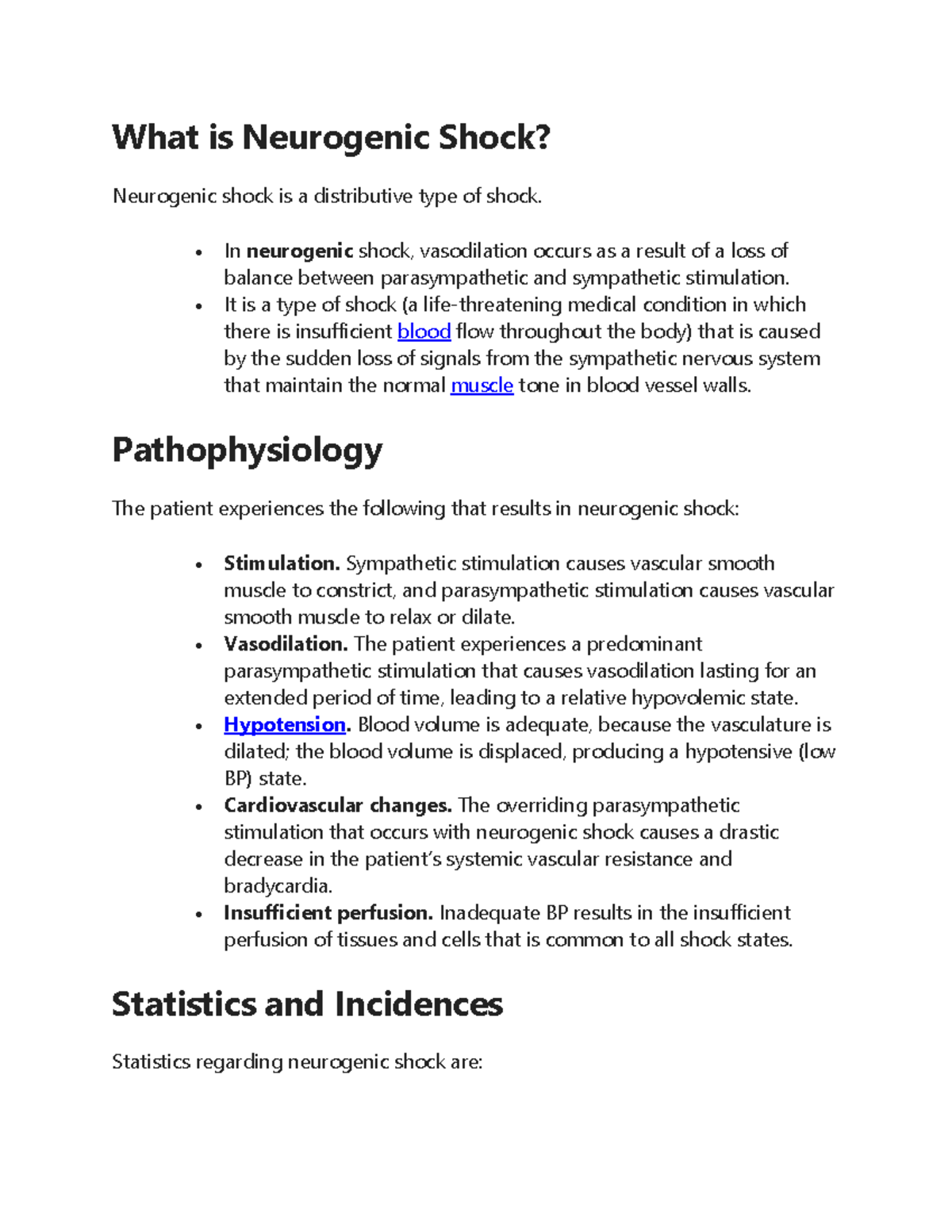 Neurogenic Shock What is Neurogenic Shock? Neurogenic shock is a