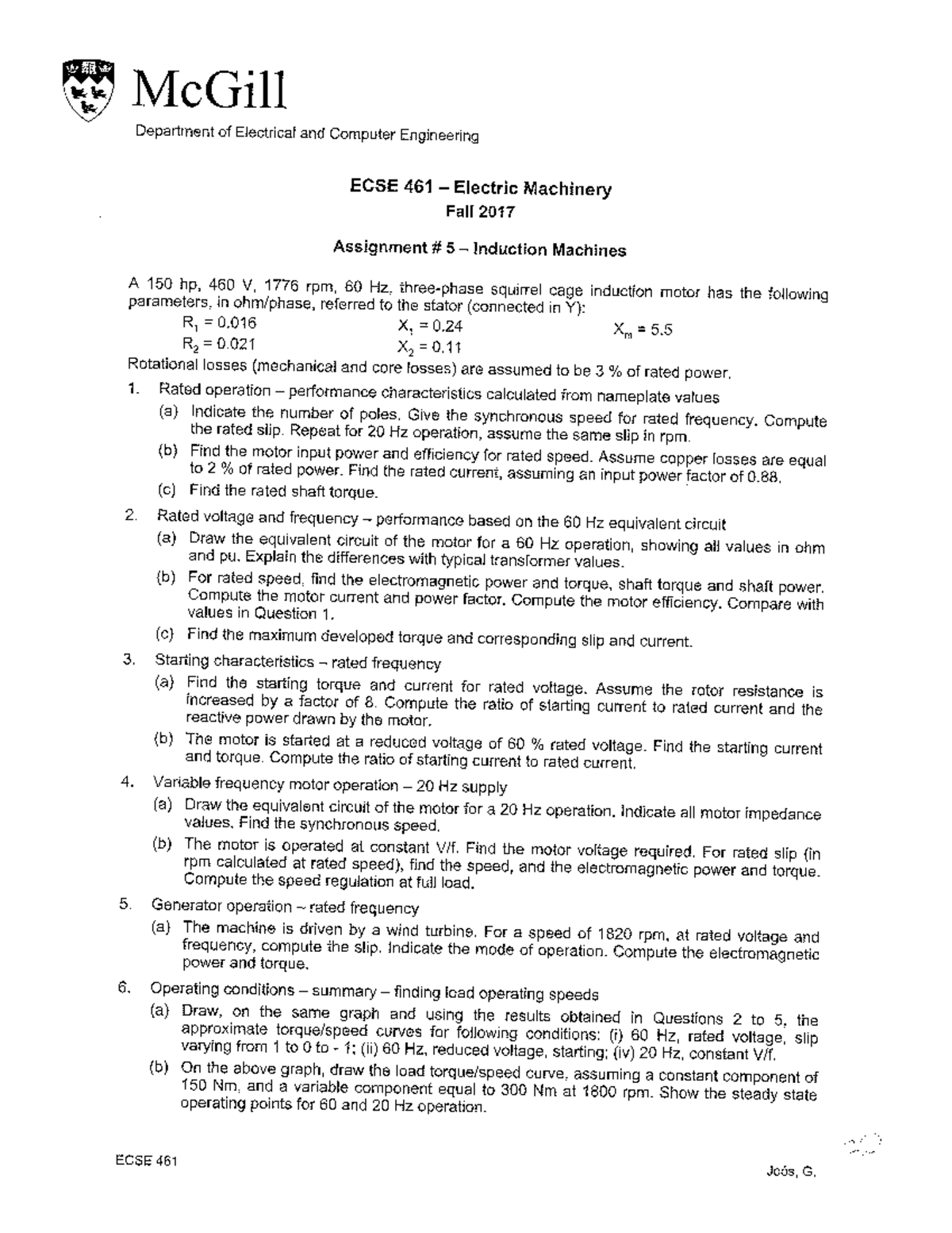 Assignment 5 McGill Department of Electrical and Computer Engineering