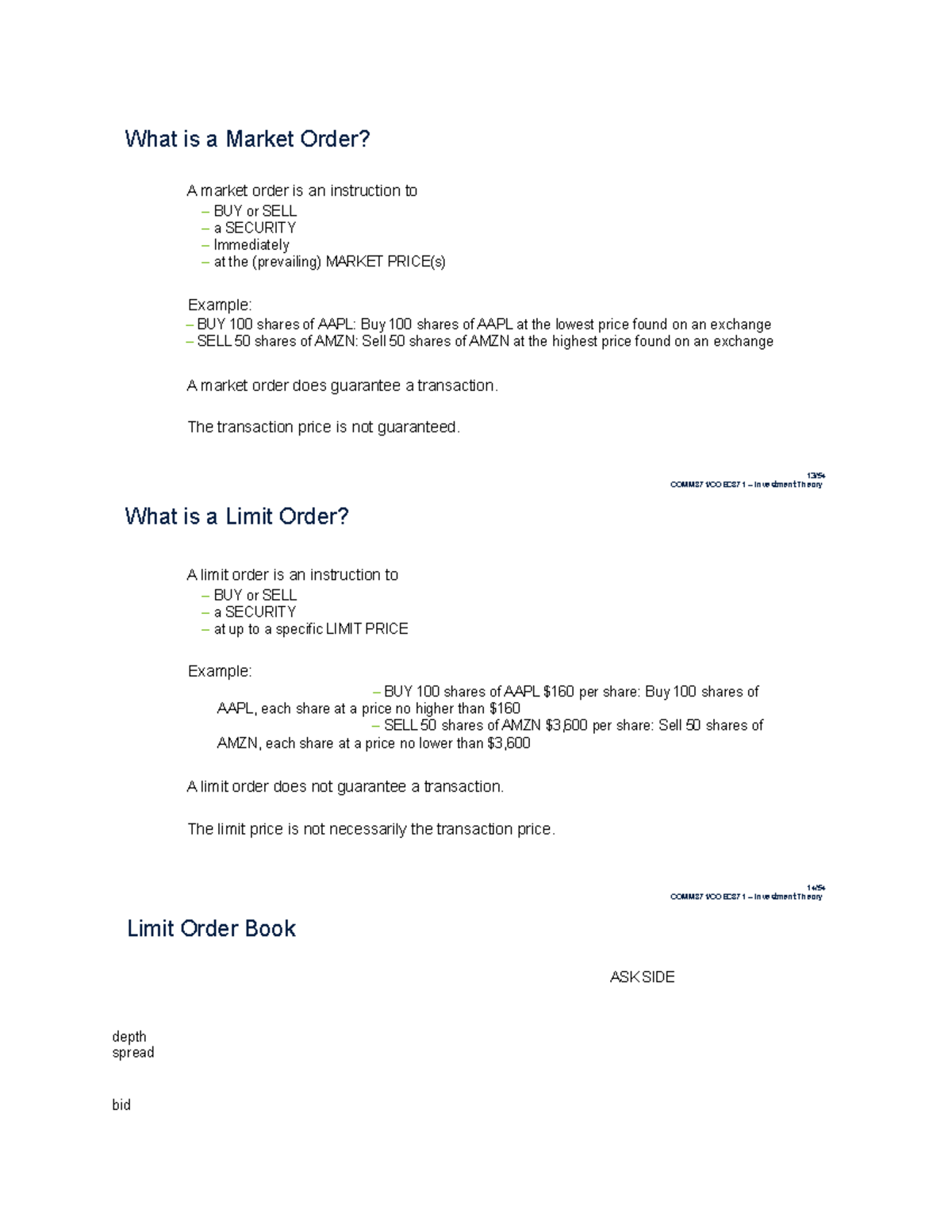 Market Order Notes What Is A Market Order A Market Order Is An