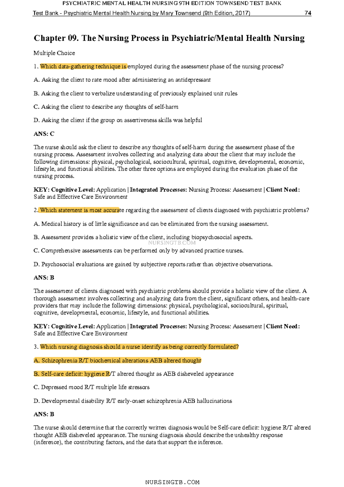 TB-Chapter 09. The Nursing Process In Psychiatric Mental Health Nursing ...