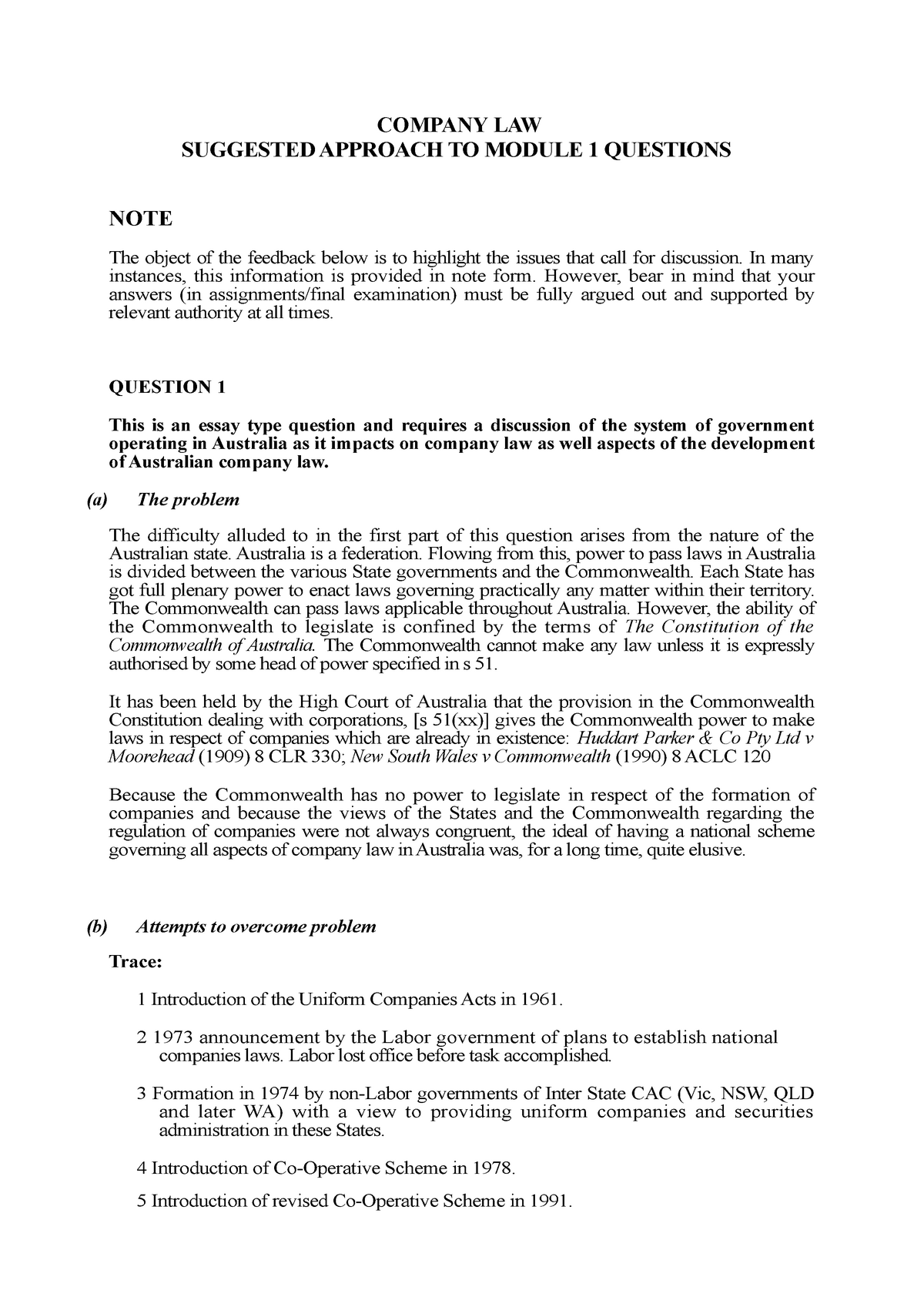 Tutorial Work - 1 - Module 1 Solutions - COMPANY LAW SUGGESTED APPROACH ...