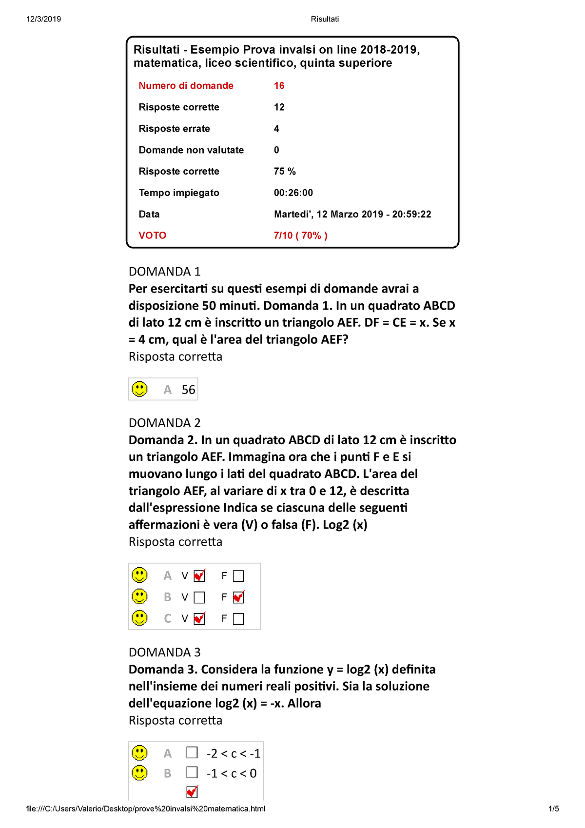 Esempio Prova invalsi matematica - Warning: TT: undefined function: 32  Risultati - Esempio Prova - Studocu