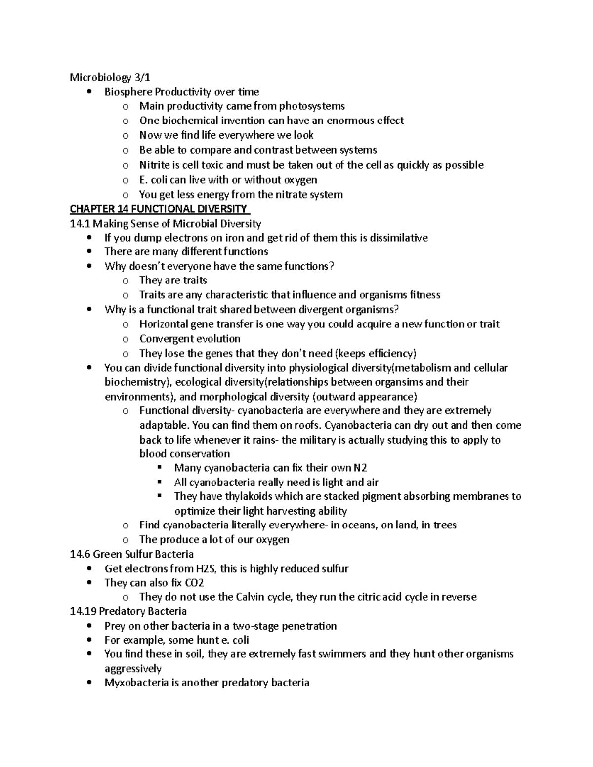 Microbiology 3:1 - Lecture notes N/A - Microbiology 3/ Biosphere ...