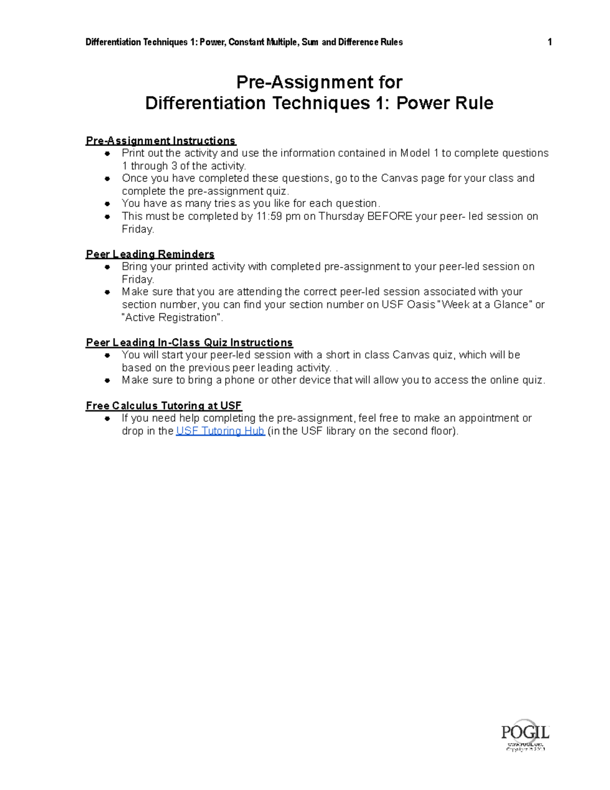 DT1 Power Rule peer leading assignments PreAssignment for
