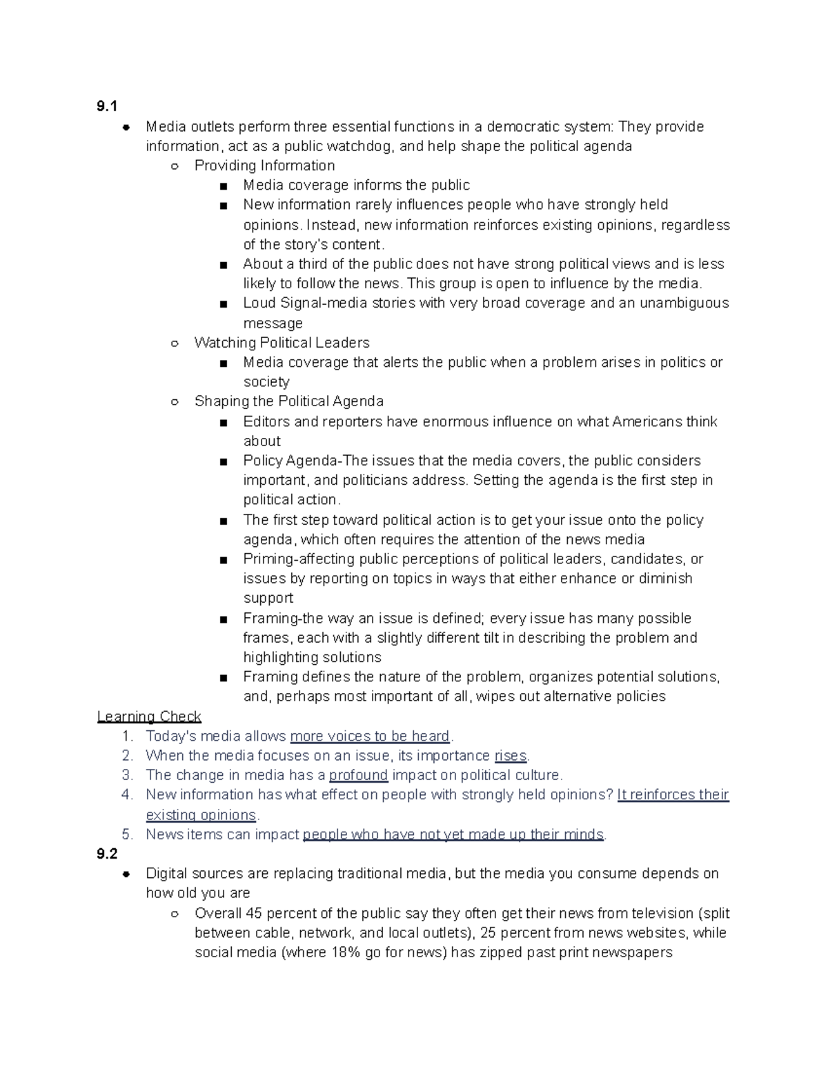 Chapter 9-2 - 9. Media outlets perform three essential functions in a ...