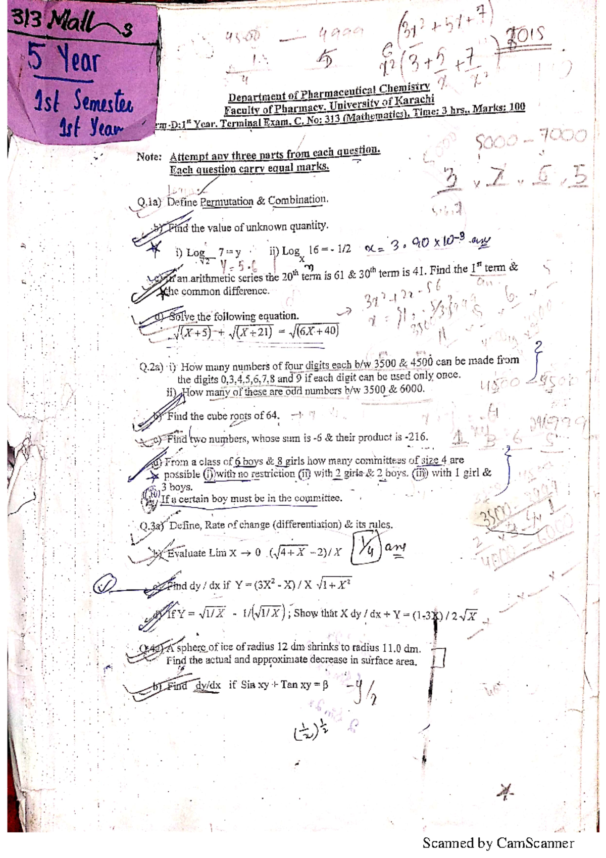 Maths past paper - Forensic Pharmacy - Studocu