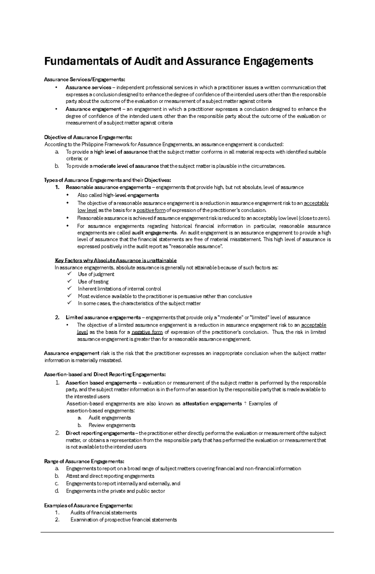 AT01-Assurance-Engagement - Fundamentals of Audit and Assurance ...