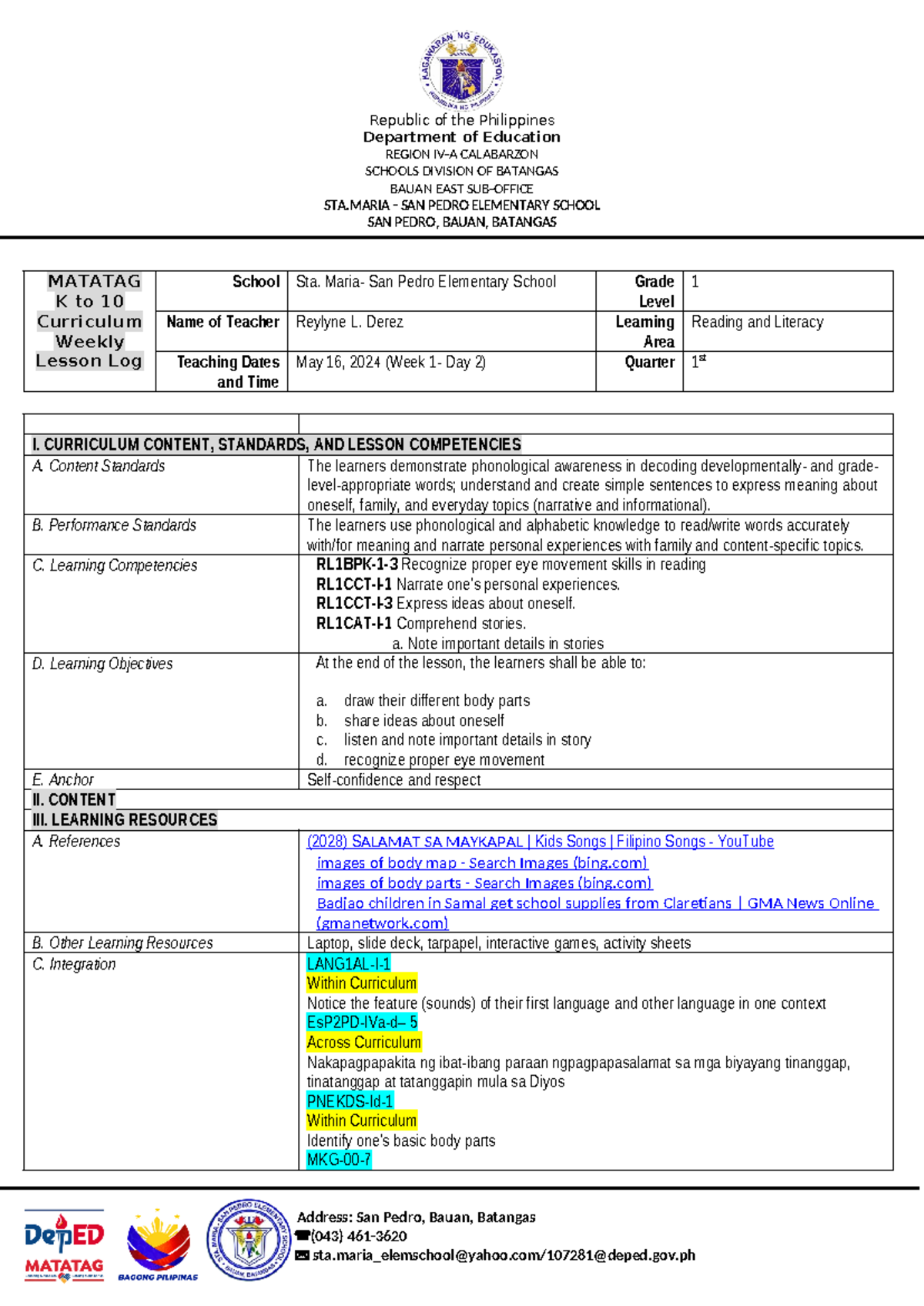 Matatag-LP Demontrationlesson - Department of Education REGION IV-A ...