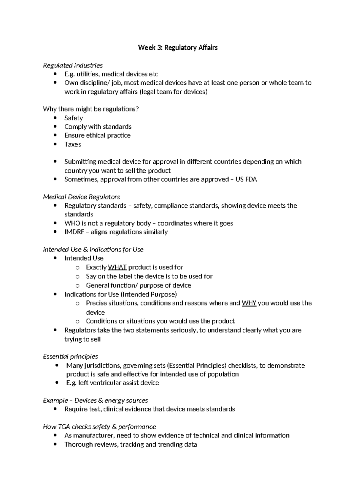 Week 3 Lecture Notes - Week 3: Regulatory Affairs Regulated Industries ...