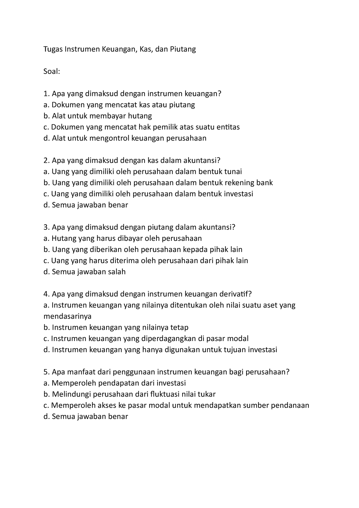 10 Tugas Instrumen Keuangan - Dokumen Yang Mencatat Kas Atau Piutang B ...