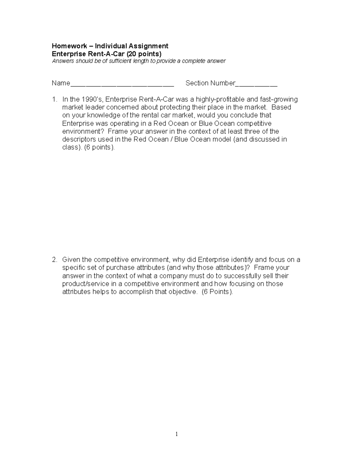 Enterprise Homework Homework Individual Assignment Enterprise Rent