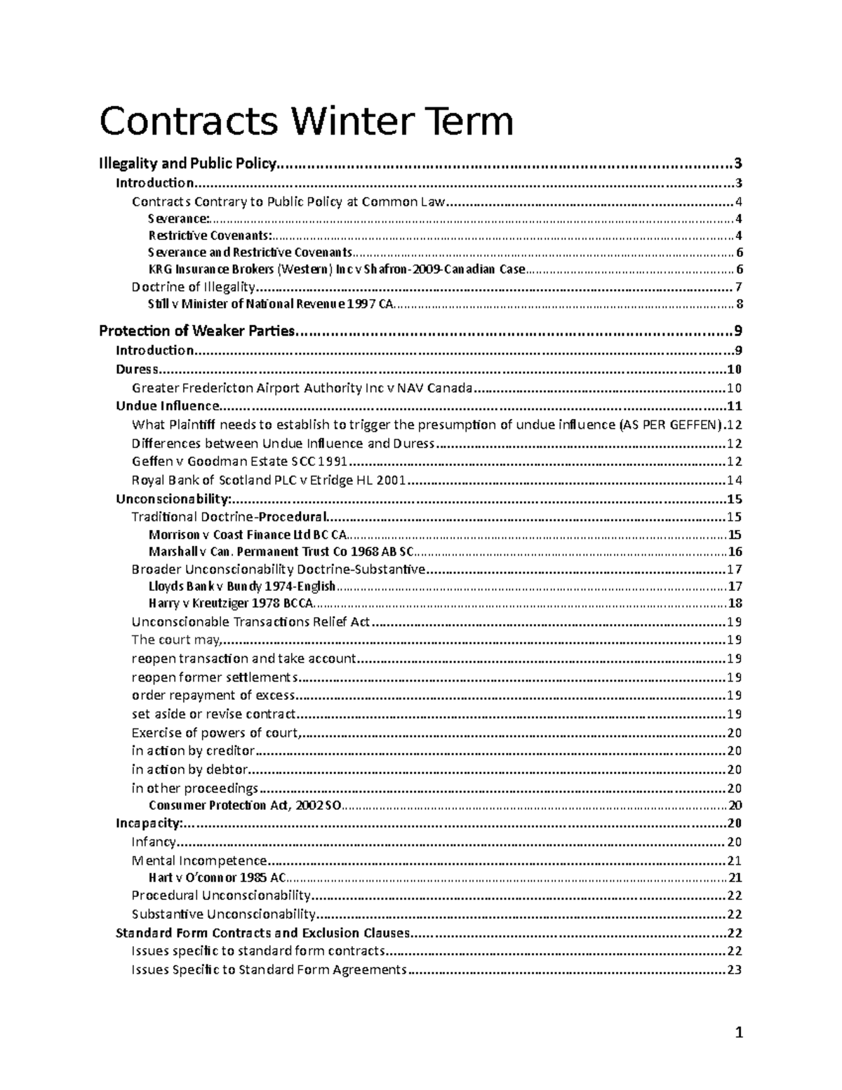 Summary, Contracts Compiled Notes - Contracts Winter Term Illegality and  Public - StuDocu