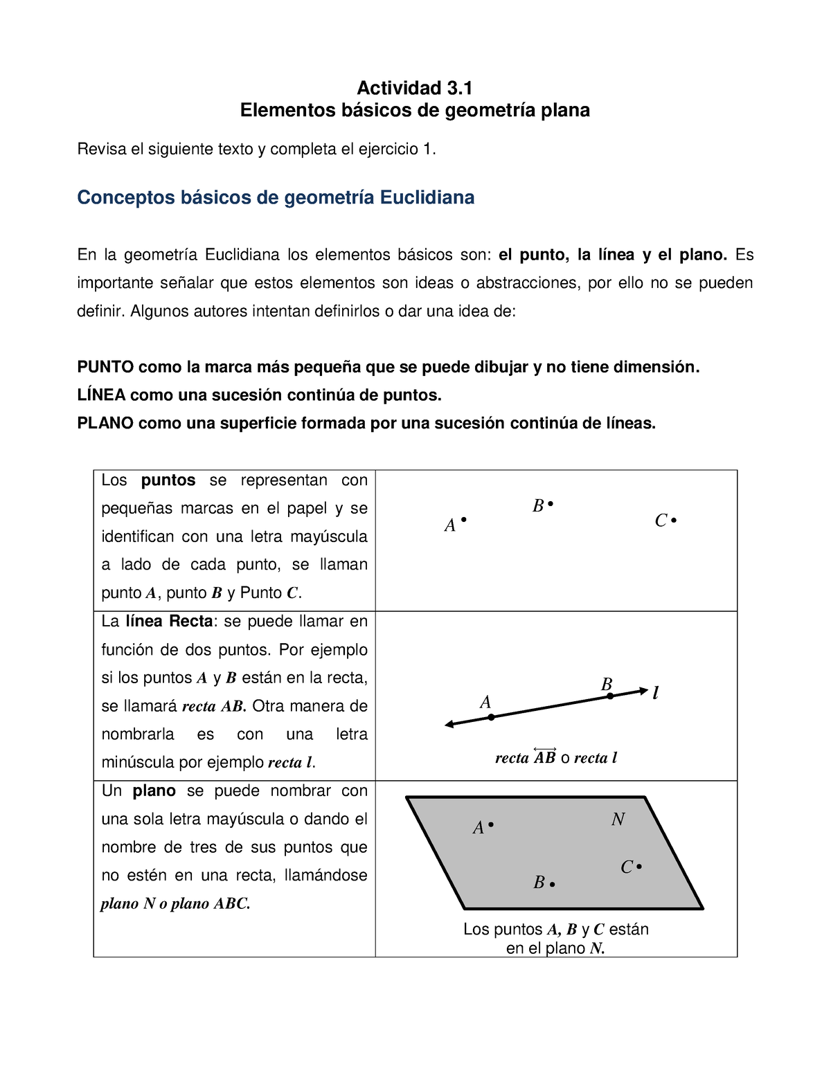 Act Elementos básicos de geometría plana Actividad Elementos básicos de geometría plana