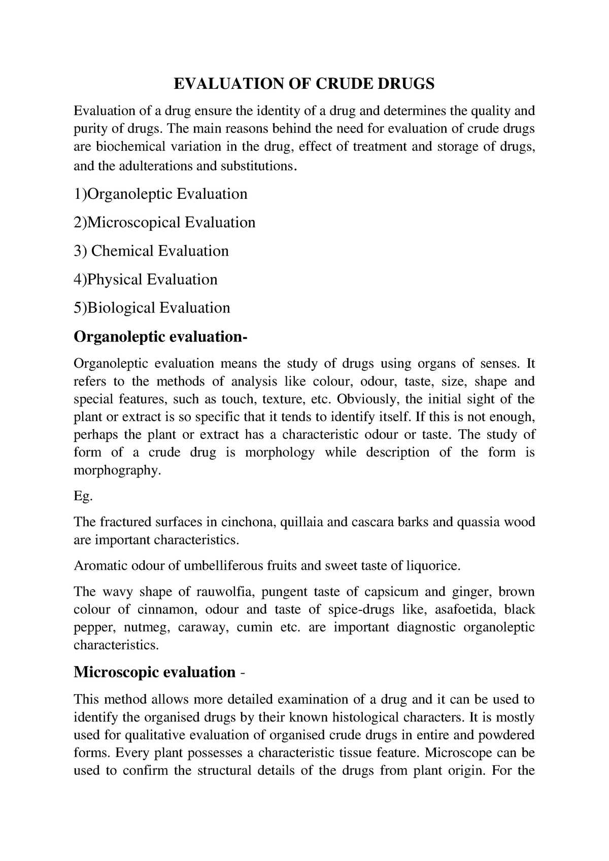 evaluation-of-crude-drugs-pharmacognosy-studocu