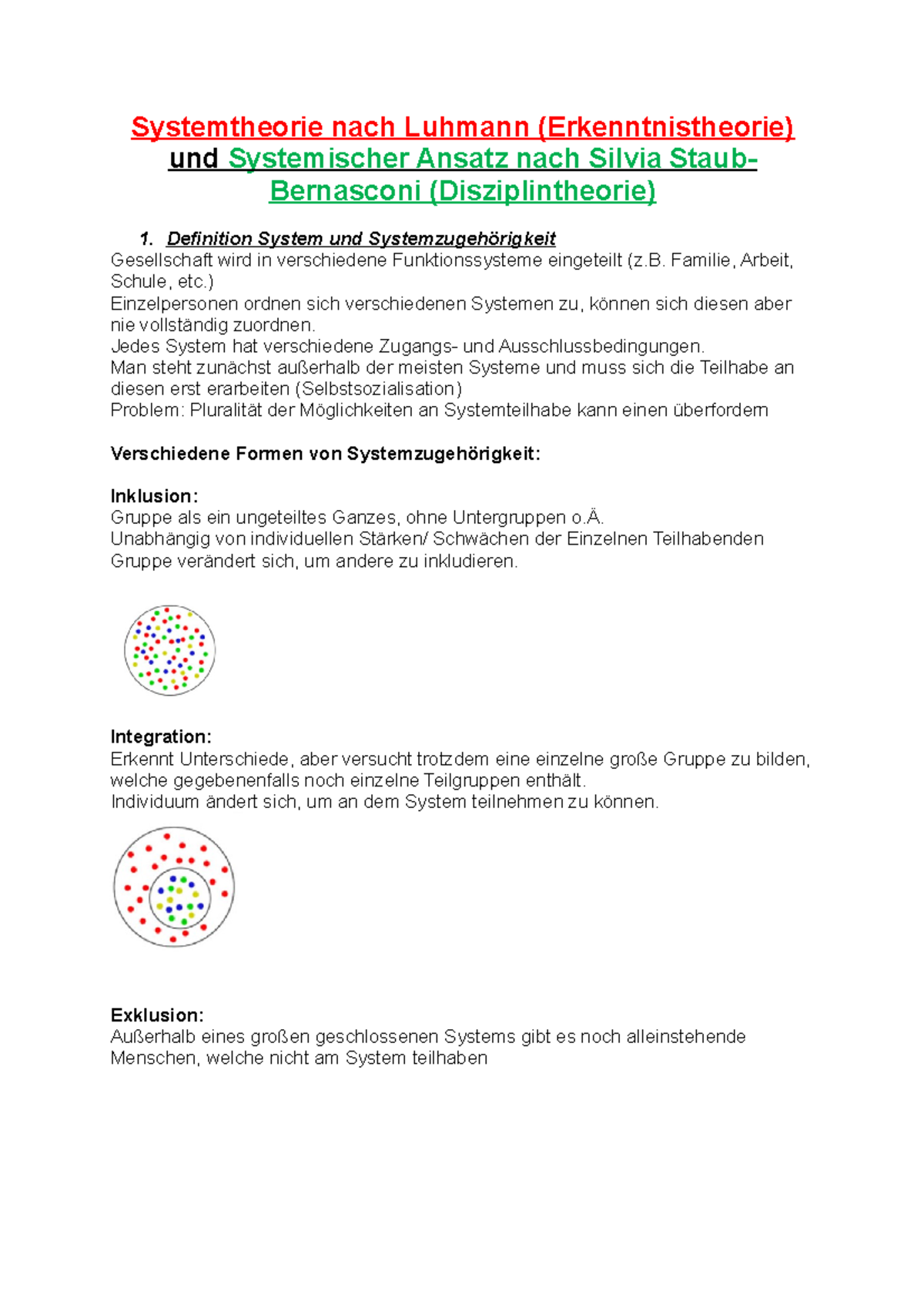 Systemtheorie Nach Luhmann Und Systemischer Ansatz Nach Staub ...