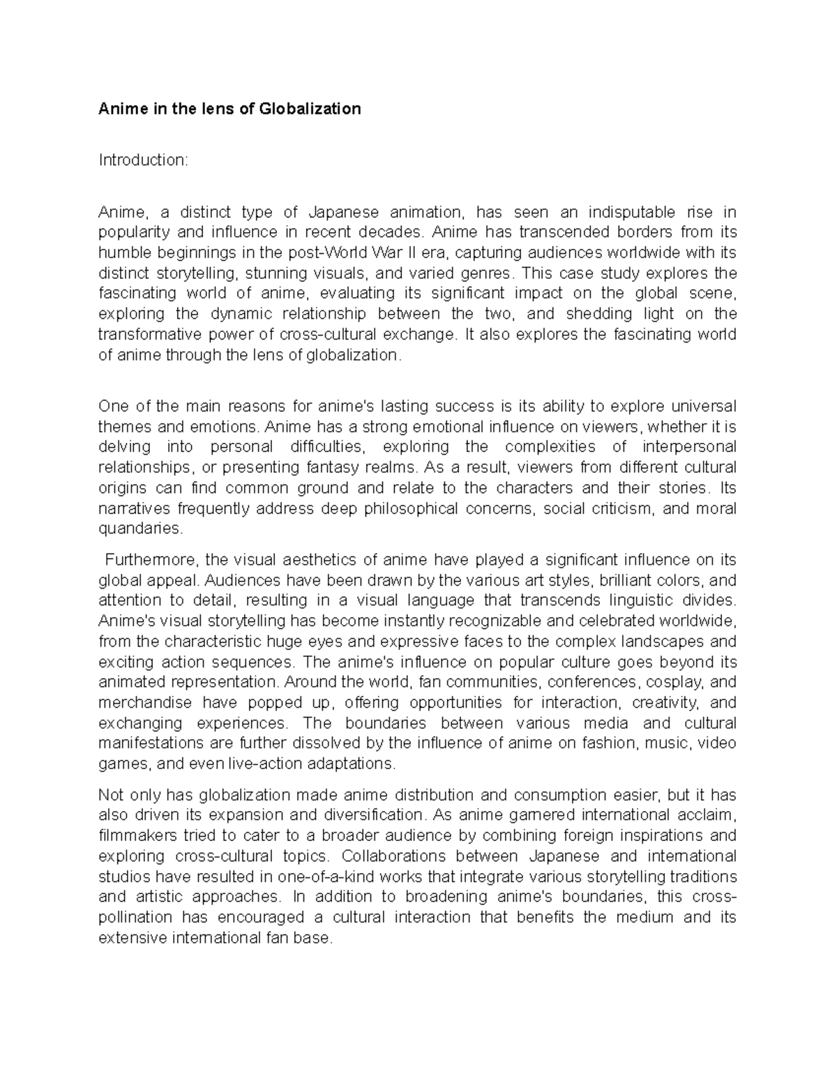 Anime in the lens of Globalization - Anime in the lens of Globalization ...