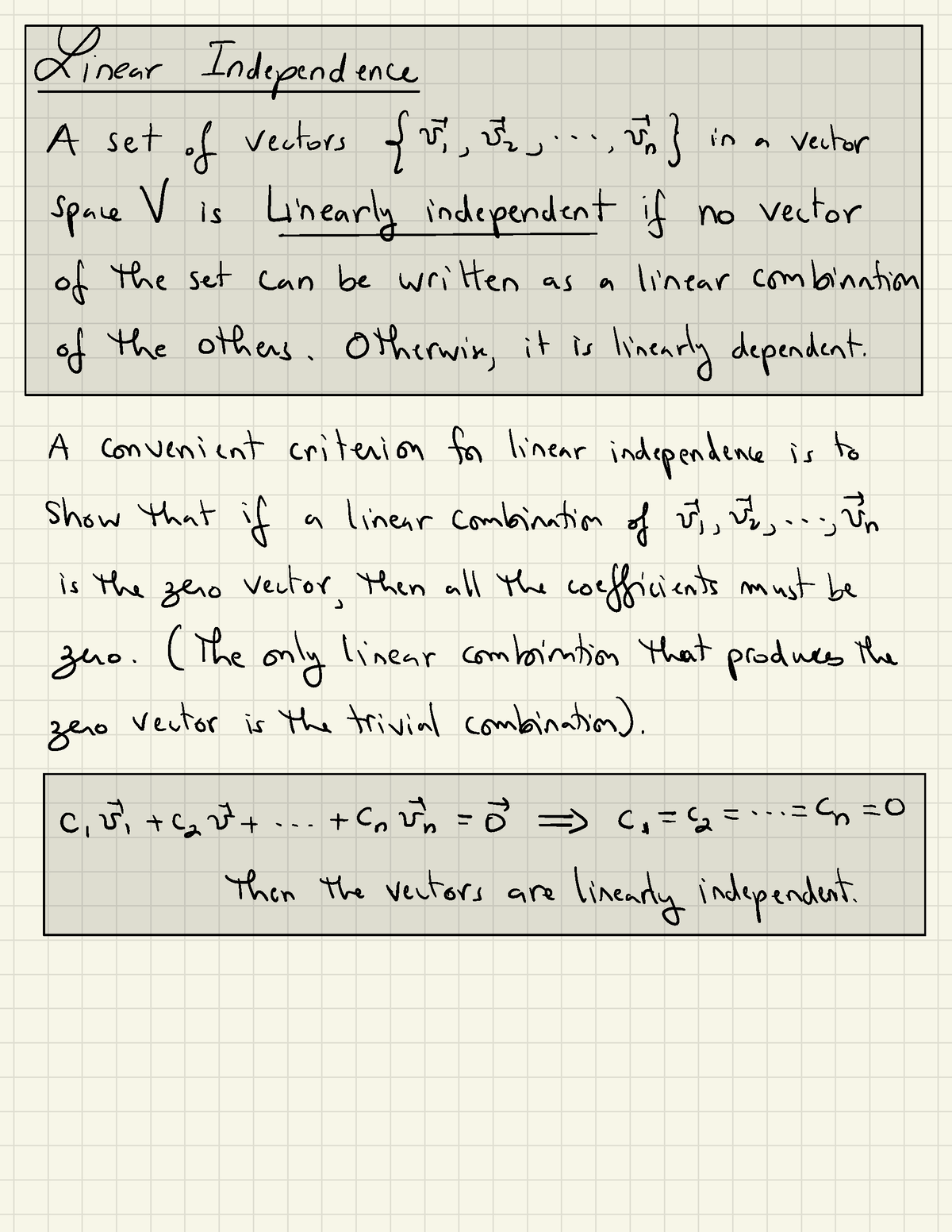 Spanning, Basis, And Linear Independence - Linear Independence A Set ...