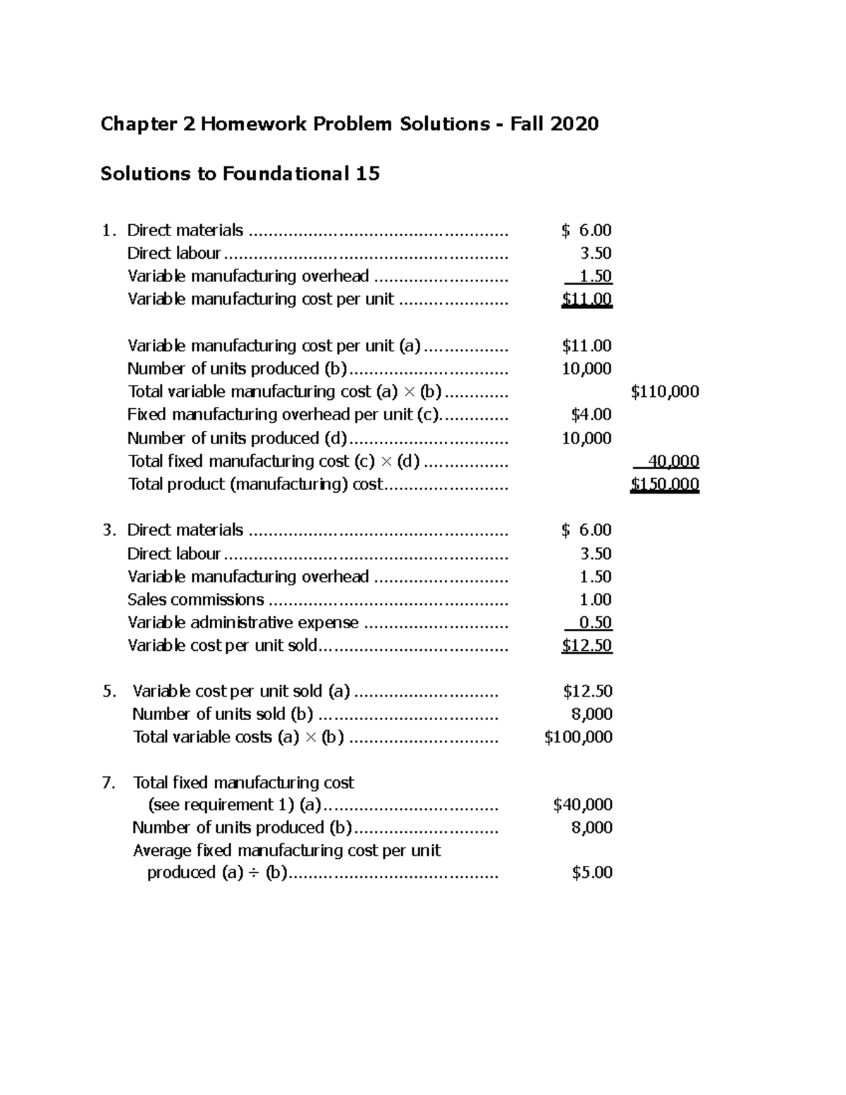 homework problem solution