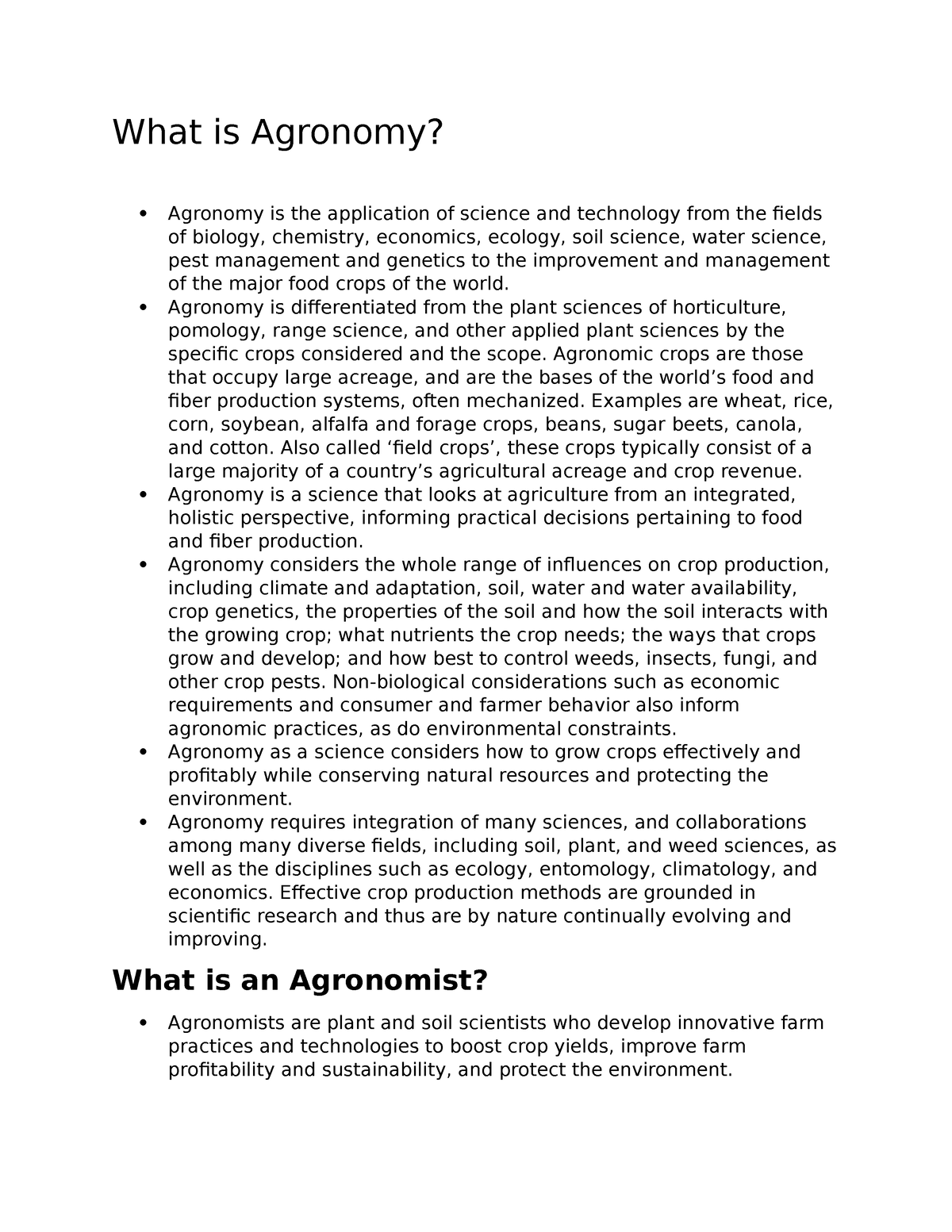 What Is Agronomy - STUDY OF BIOLOGY: AGRONRMY - What Is Agronomy ...