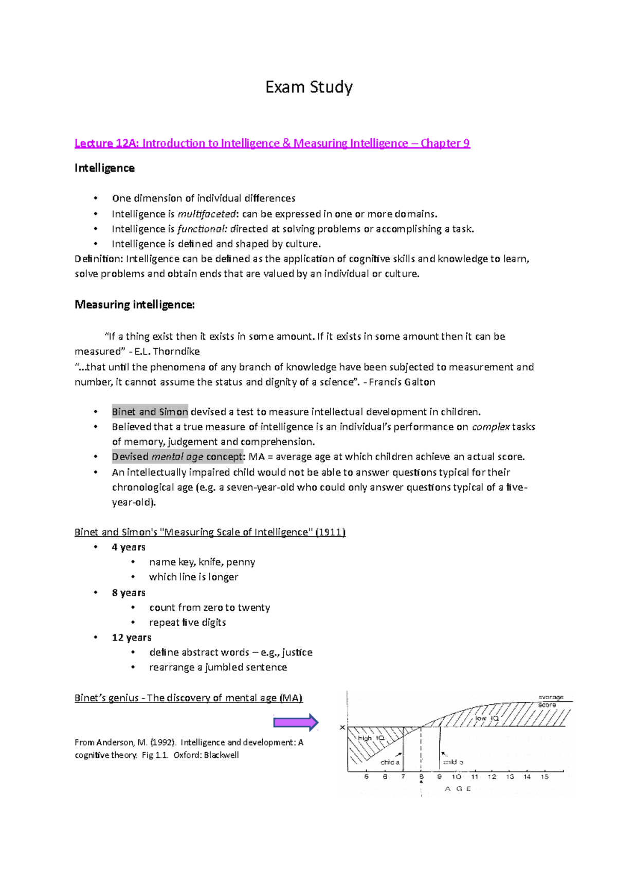 Lecture 12 - Exam Study Lecture 12A: Introduction To Intelligence ...