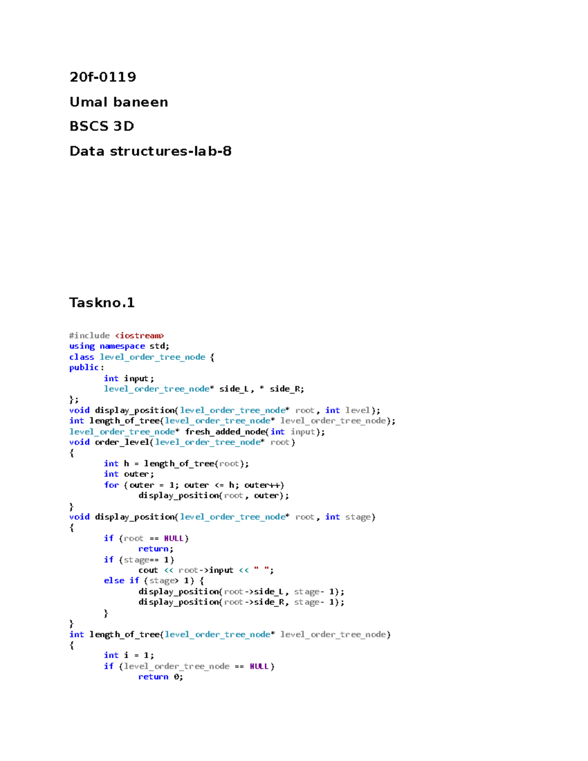 20f-0119 cs3D lab8 - data lab - 20f- Umal baneen BSCS 3D Data ...