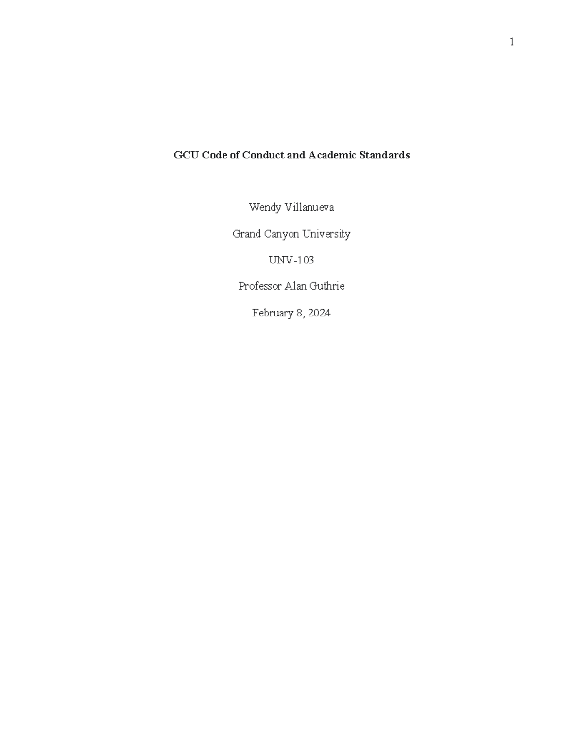 GCU Code of Conduct and Academic Standards - Academic integrity ...
