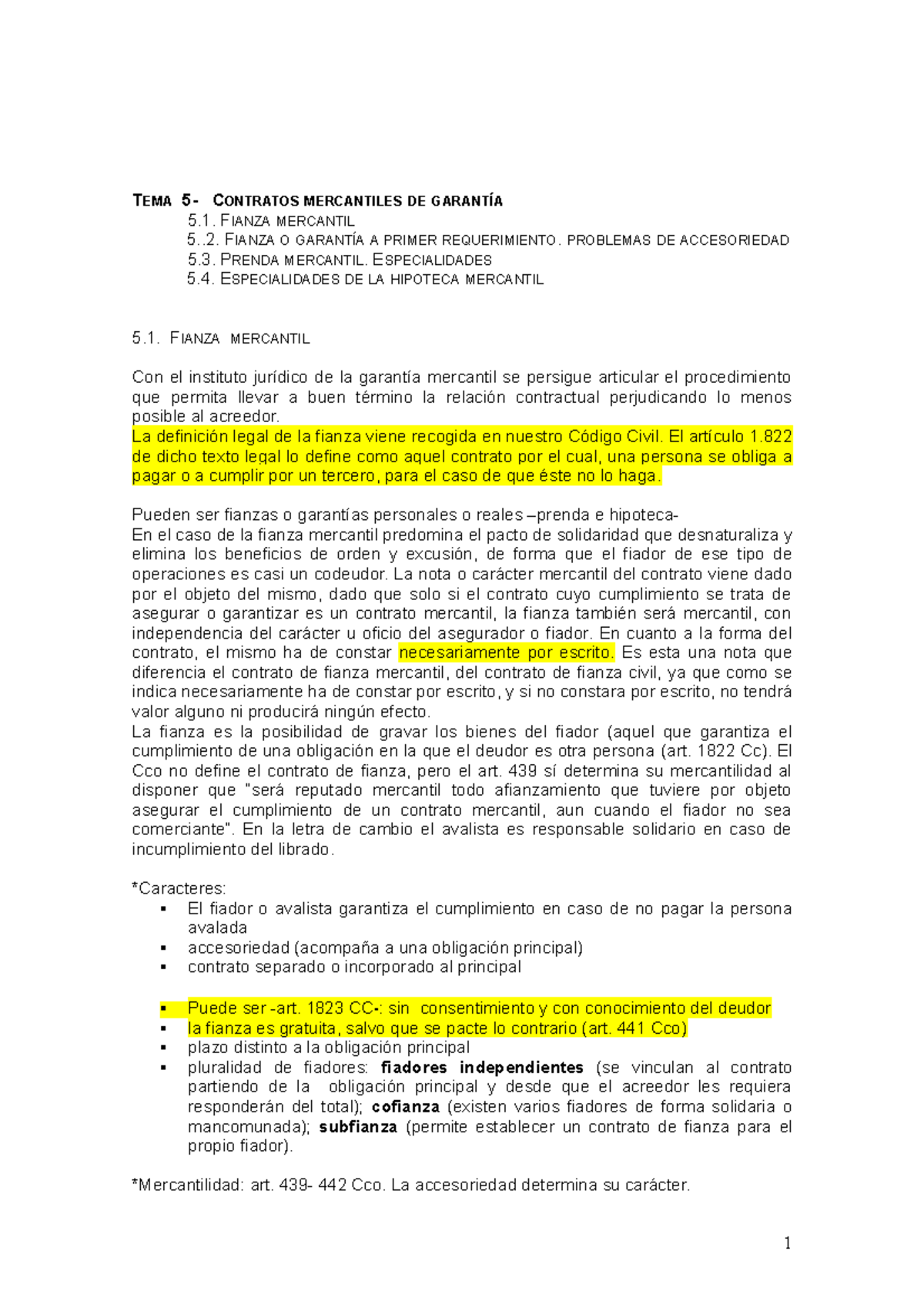 Fianza - TEMA 5- CONTRATOS MERCANTILES DE GARANTÍA 5. FIANZA MERCANTIL 5..  FIANZA O GARANTÍA A - Studocu