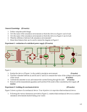 EEC331 Exams - tutorial for digital electronics - Exercise 1: 10 Marks ...