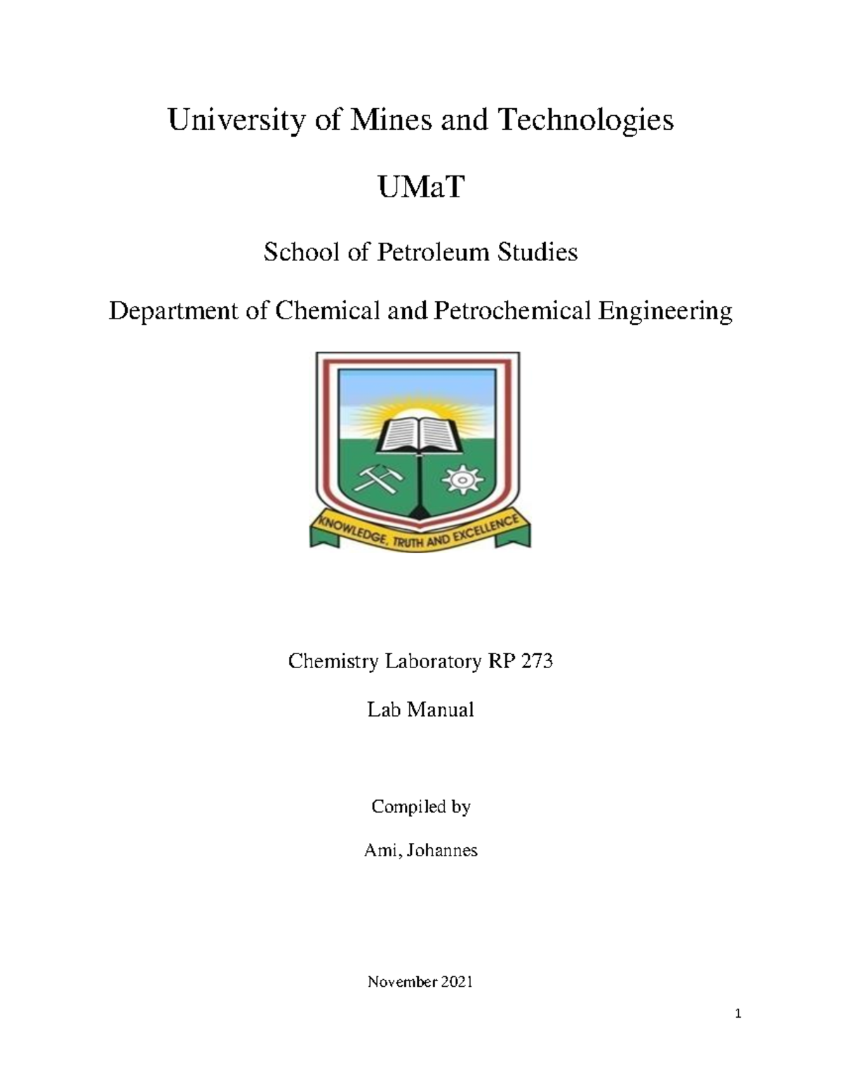 Lab Manual 2021 A lab report on identification of alcohols and