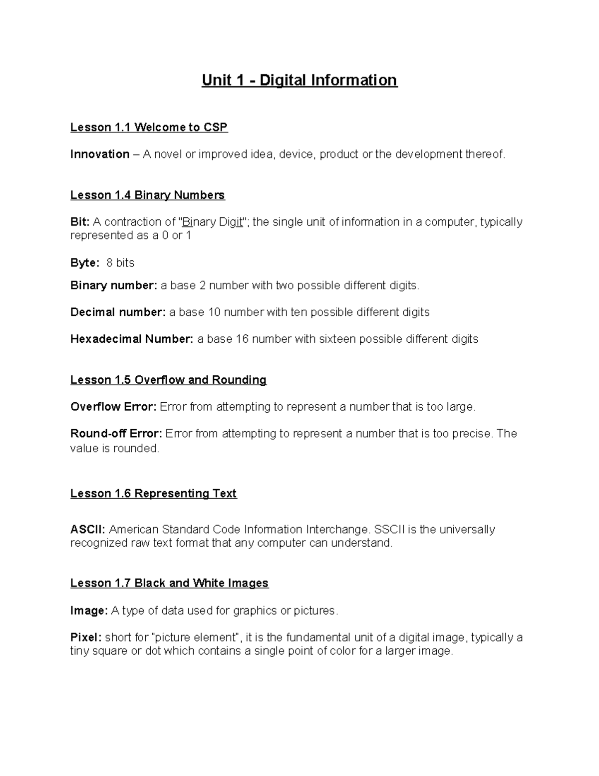 2024+ Apcsp+Vocabulary+-+Semester+1 - Unit 1 - Digital Information ... image.