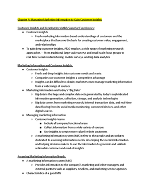 Chapter 2 summary - Principles of Marketing - Chapter 2: The main ...