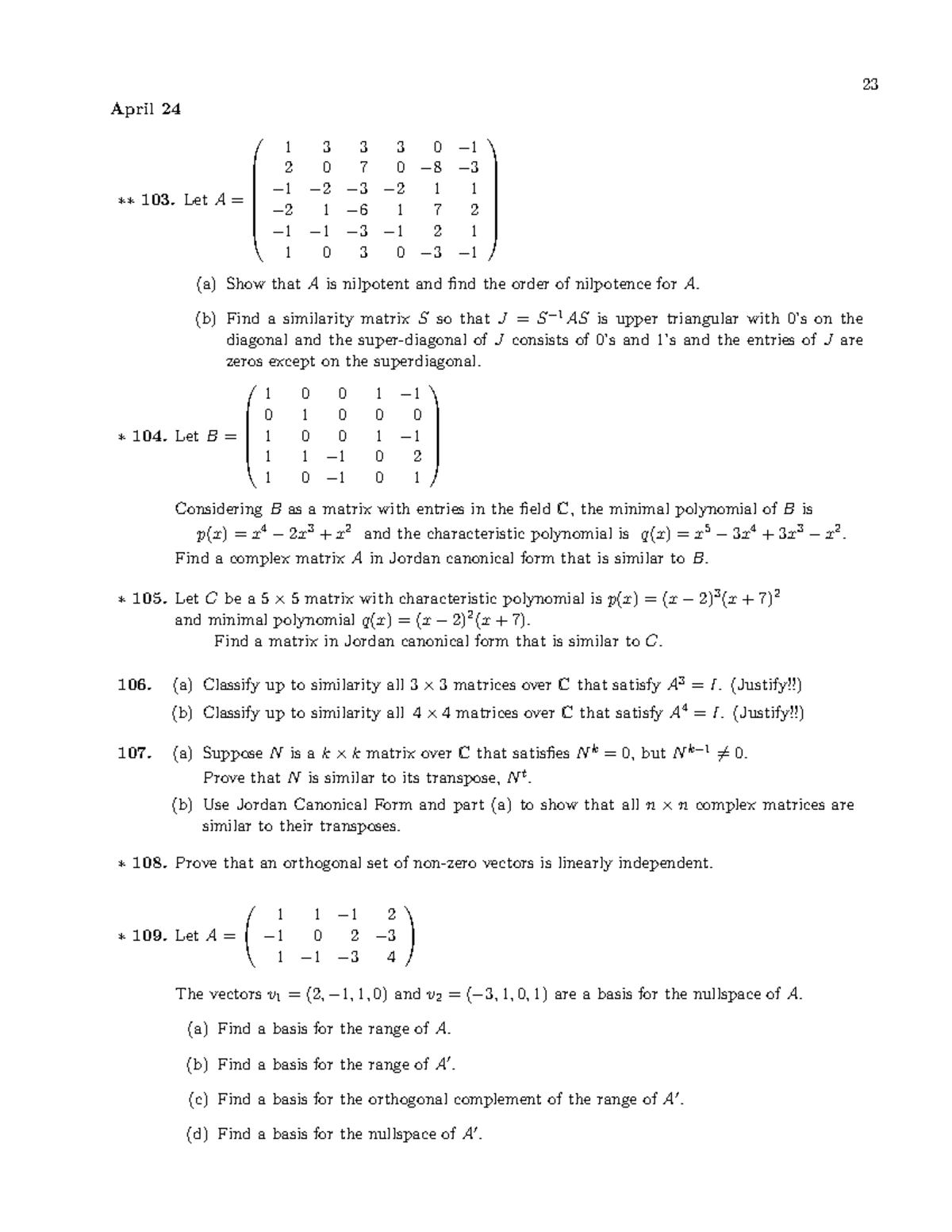 MATH 554 Prob 14 - Problem Questions Given In Class, Professor Carl ...